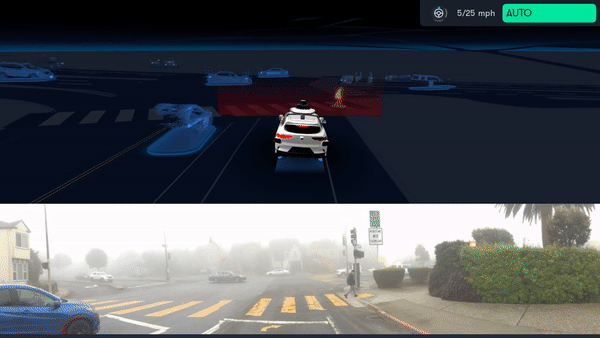 GIF of Waymo driving through fog