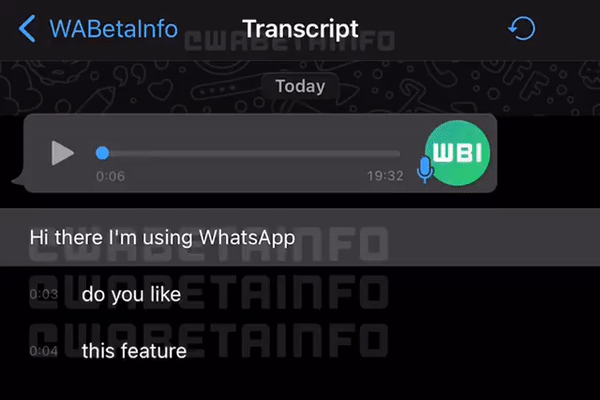 A “Transcript” section lets you skip to different parts of the message.