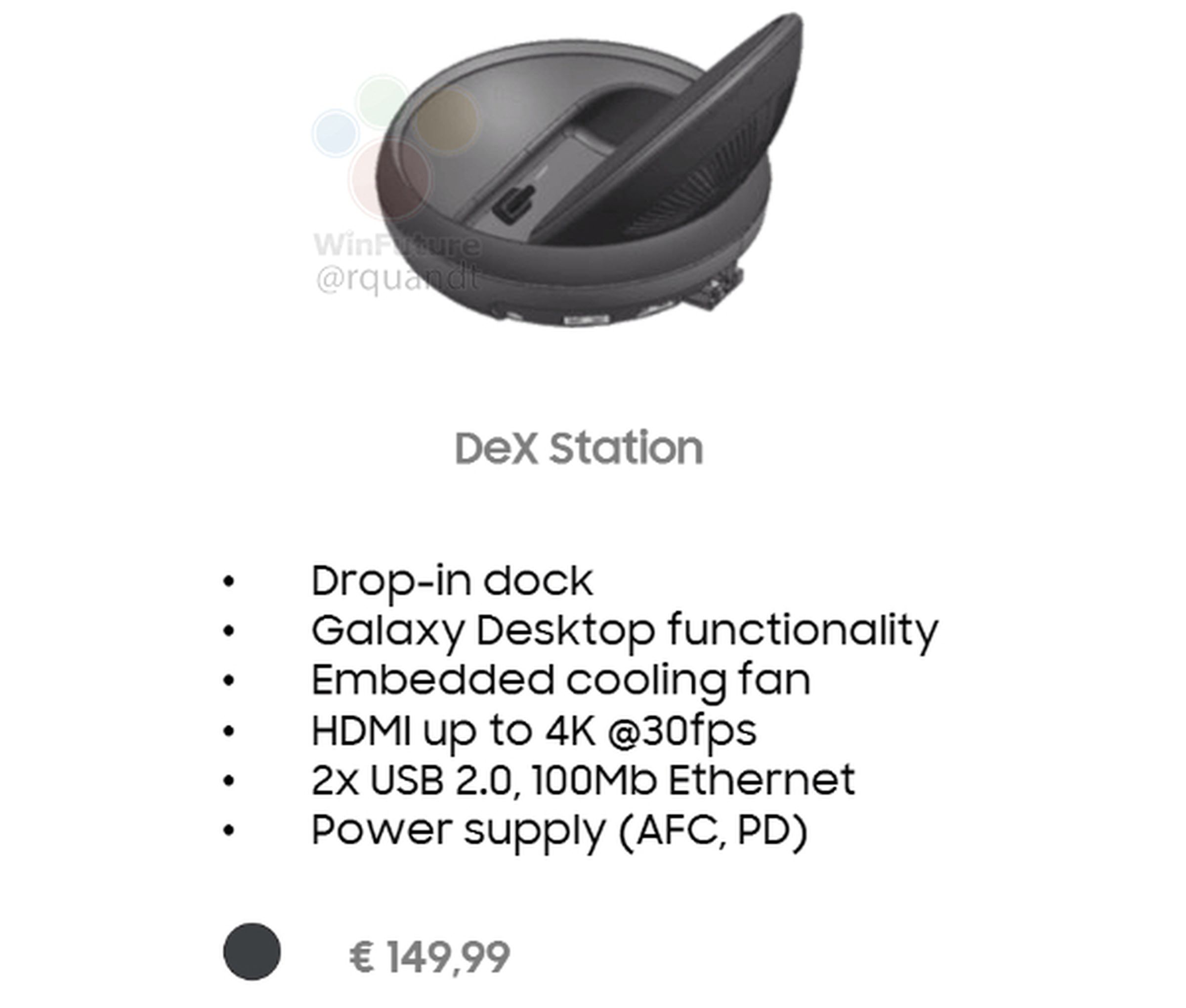 A leaked image purportedly showing the Samsung DeX Station.