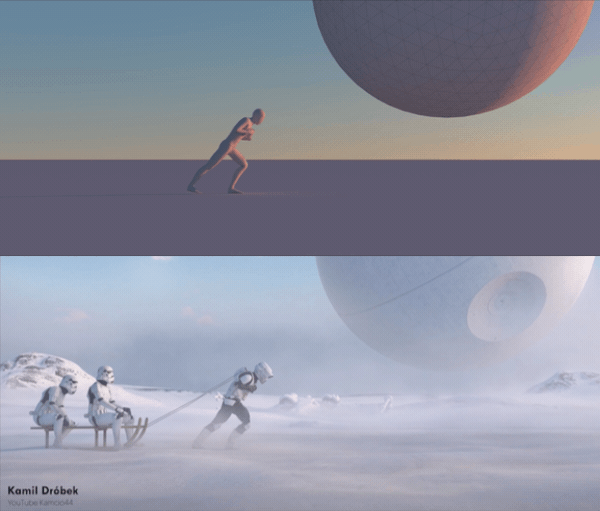 A comparison of the original animation by Clinton Jones (top) and an animation by Kamil Drobek (bottom), one of 2,400 submitted as part of the challenge.