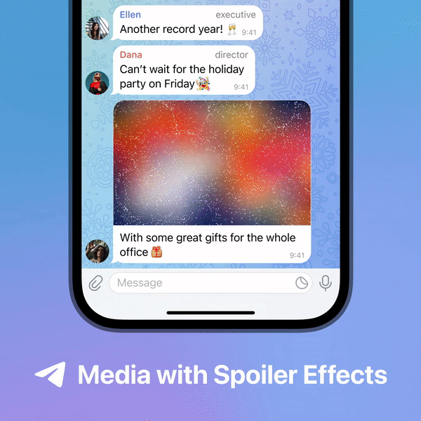 A GIF showing the spoiler effect on Telegram
