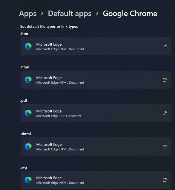 The default apps process as it exists in Windows 11 today.