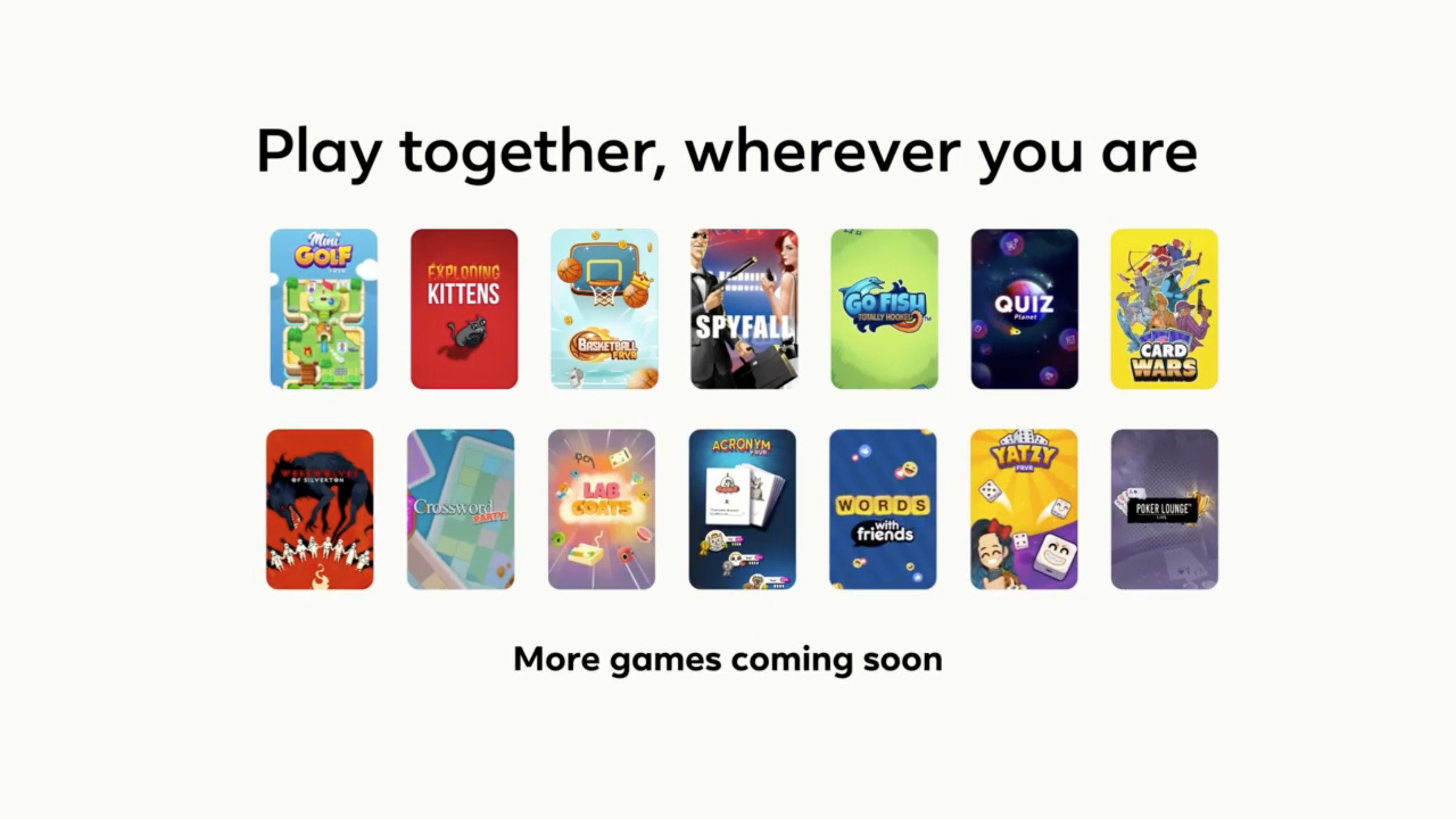 The first 14 games available during Messenger video calls includes Exploding Kittens and Words with Friends.