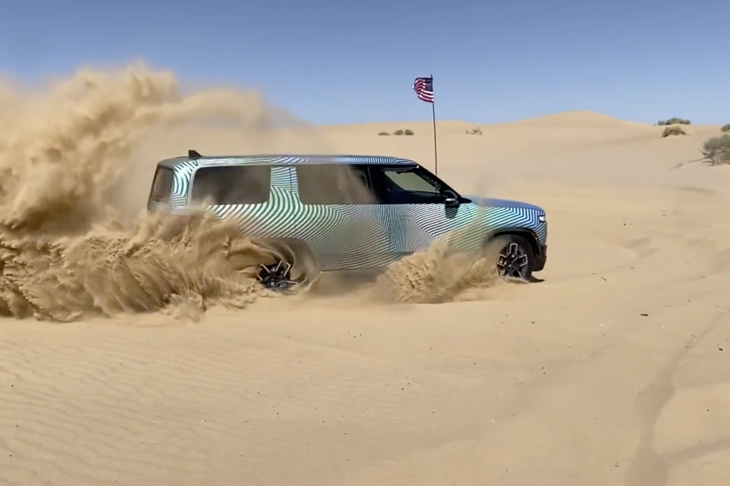 Rivian R1S with new sand mode.