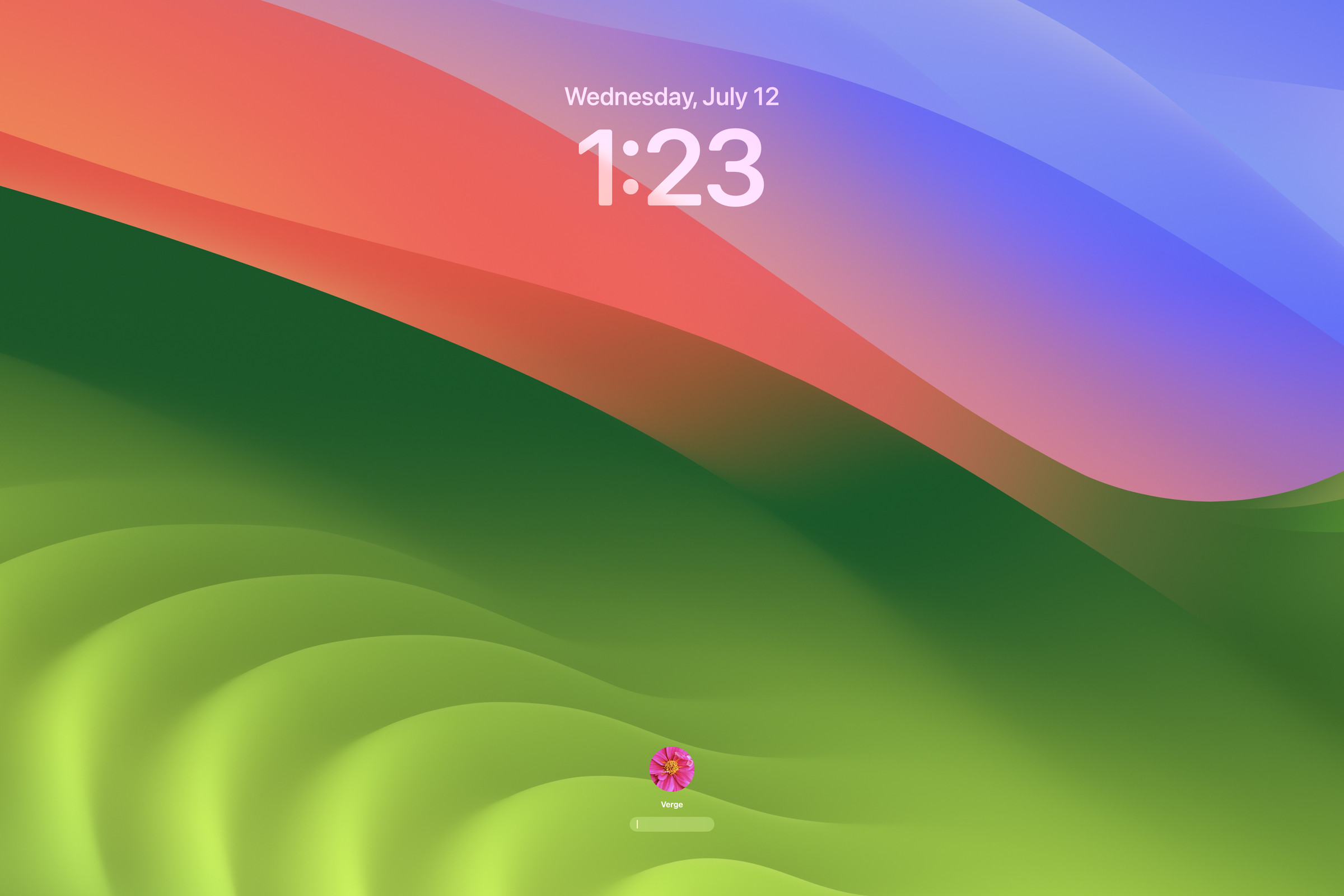A screenshot of the macOS Sonoma lock screen.