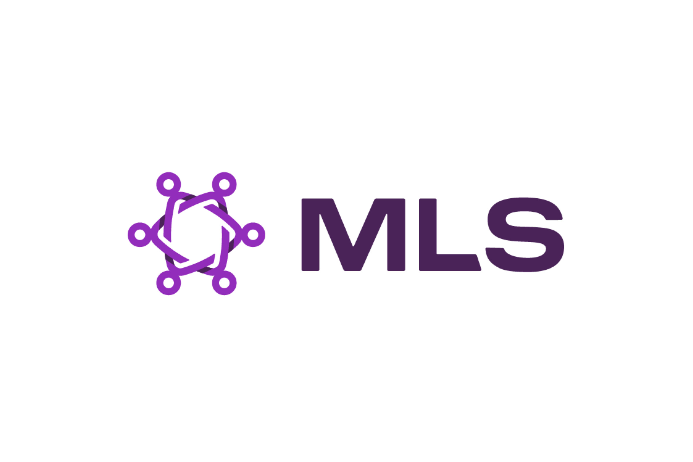 MLS logo on white background, with a purple symmetrical design that looks like it was made on a Spirograph (the rotating stencil from the ’90s)
