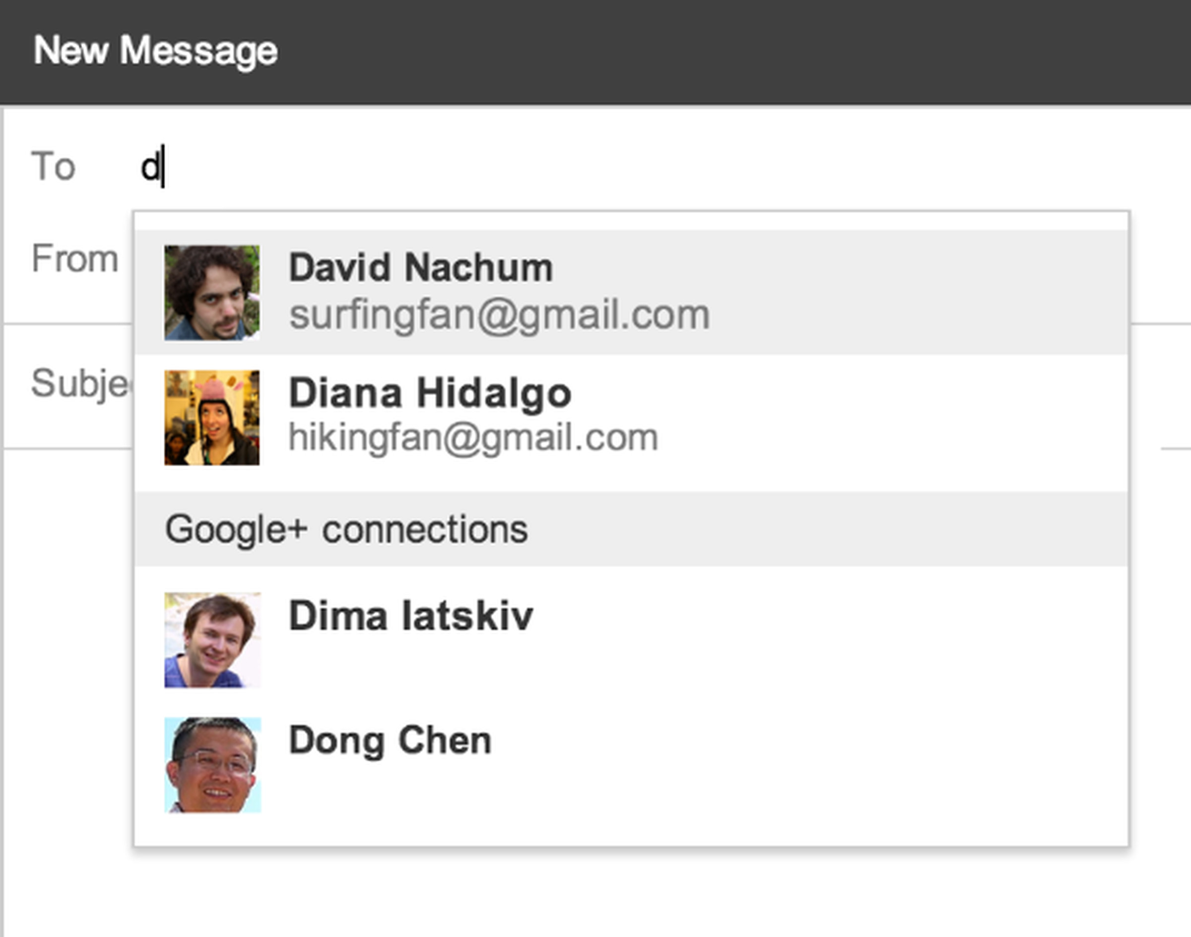 Email via Google+ in Gmail