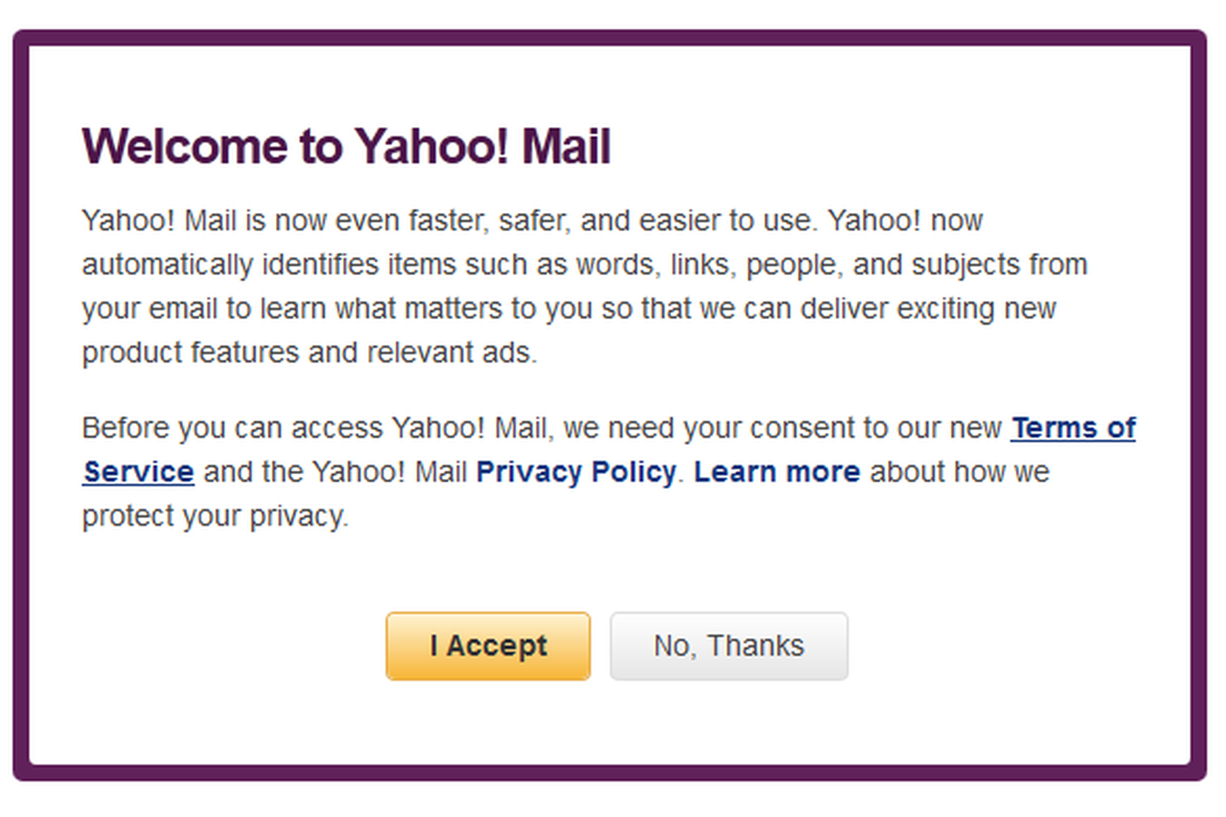 Yahoo Mail Terms of Service