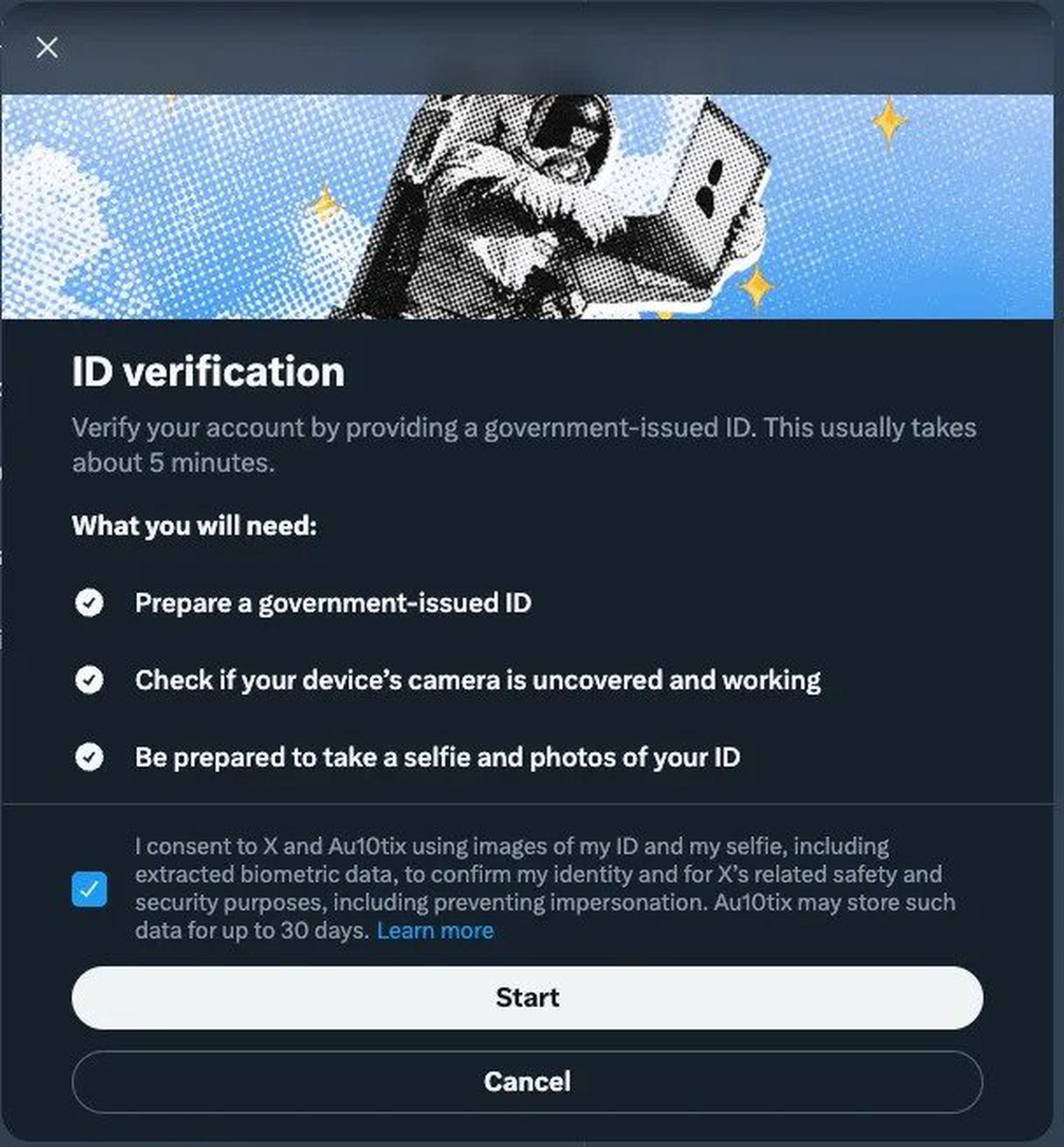 Some users will be prompted to verify their accounts using government-issued IDs via a pop-up window.
