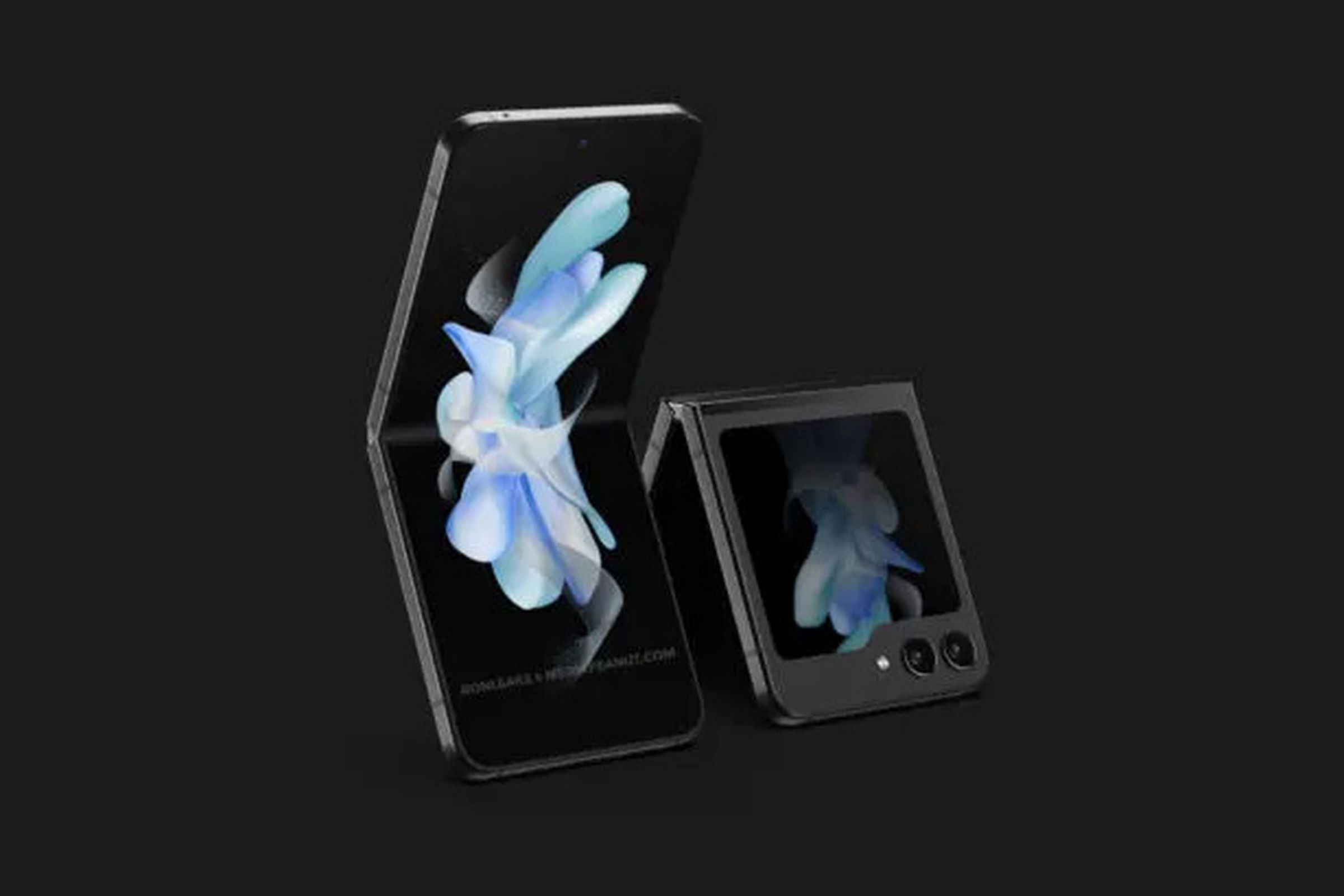 An unofficial render of two Z Flip 5 phones.
