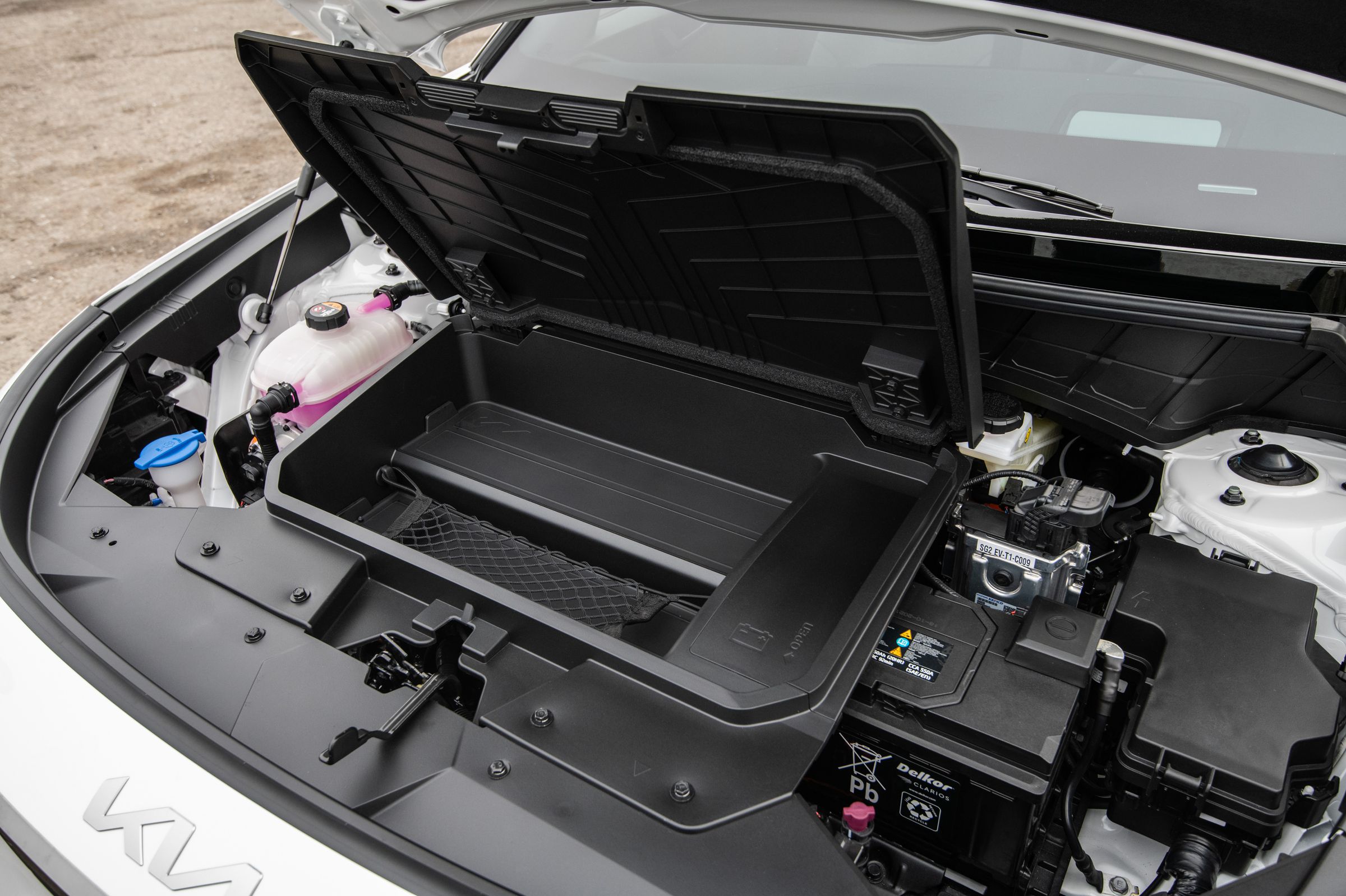 <em>The Niro EV has a small front cargo space that can hold one personal item like a backpack.</em>