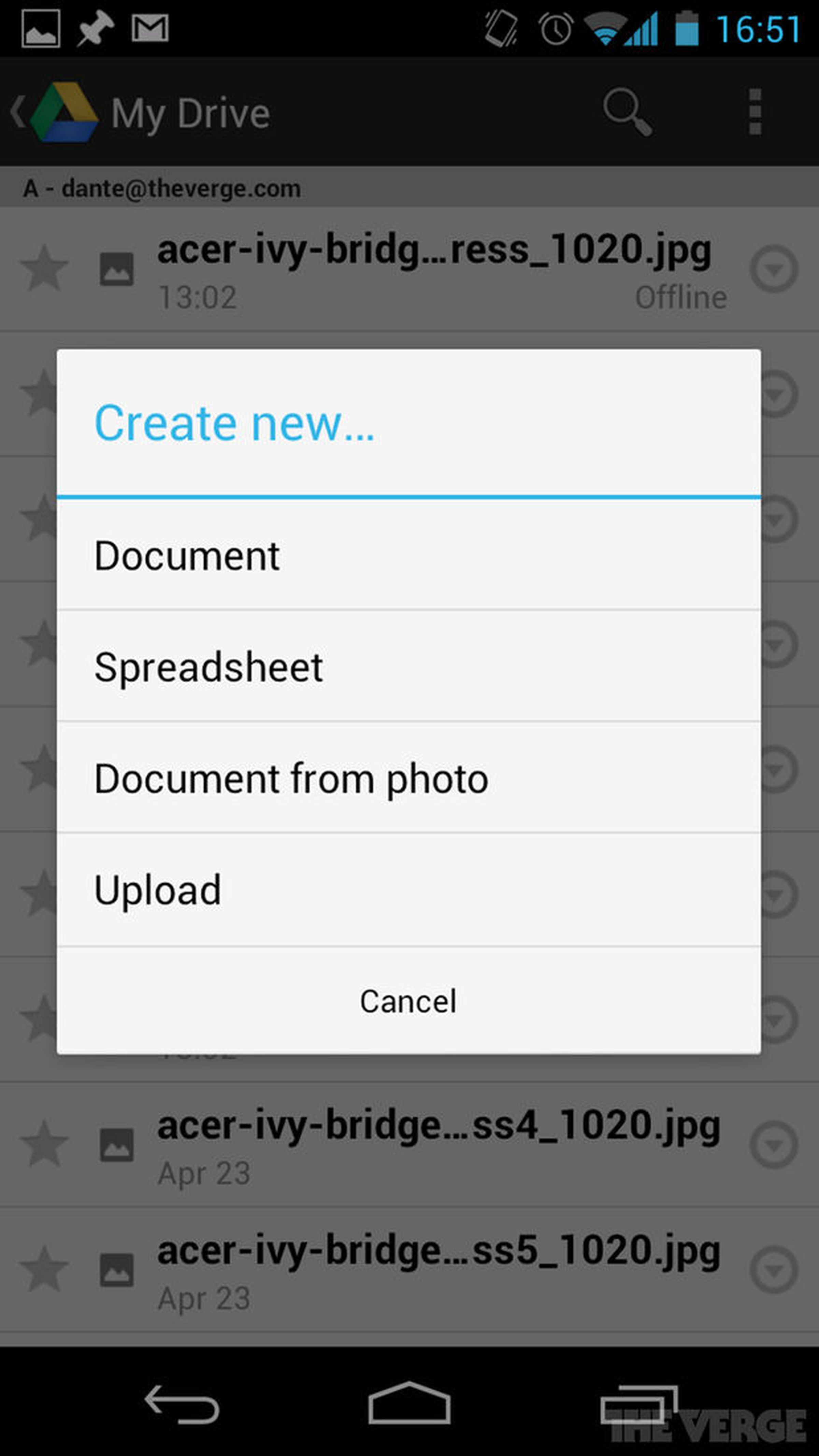 Google Drive for Android screenshots