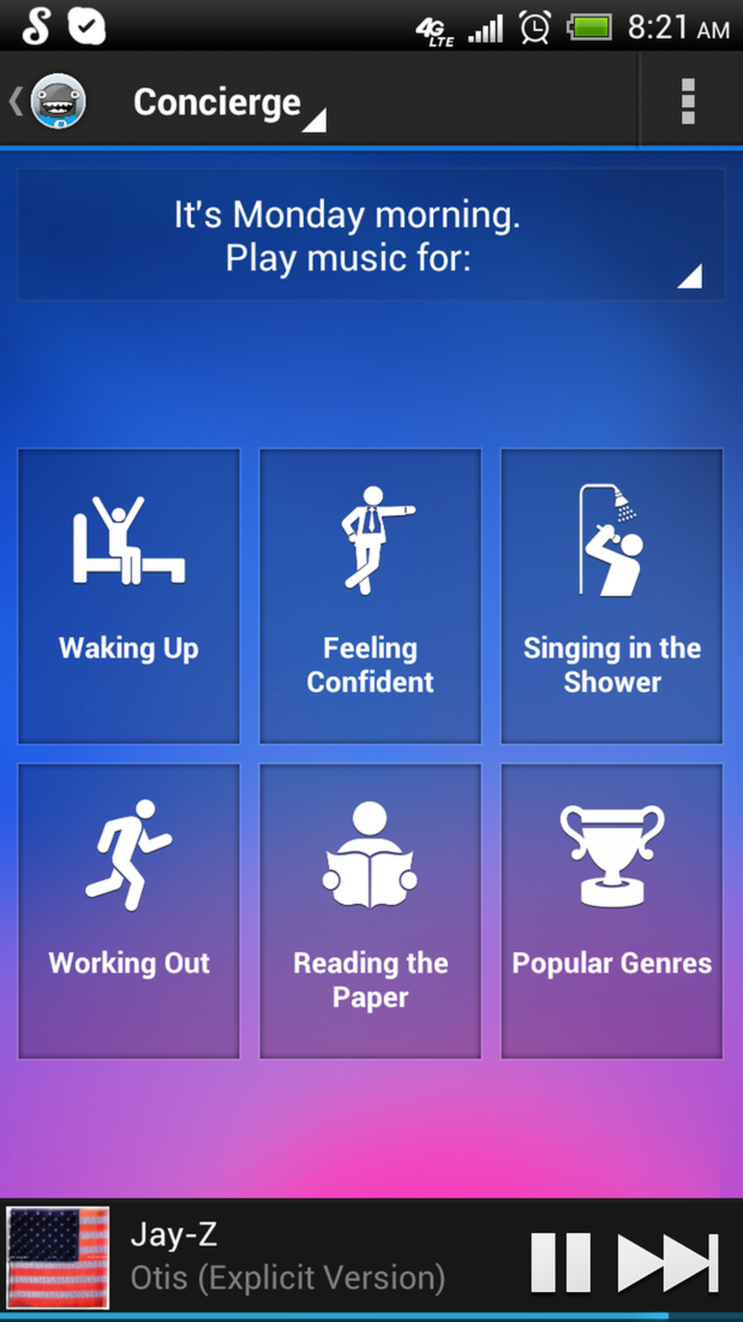 Songza for Android 4.0 screenshots