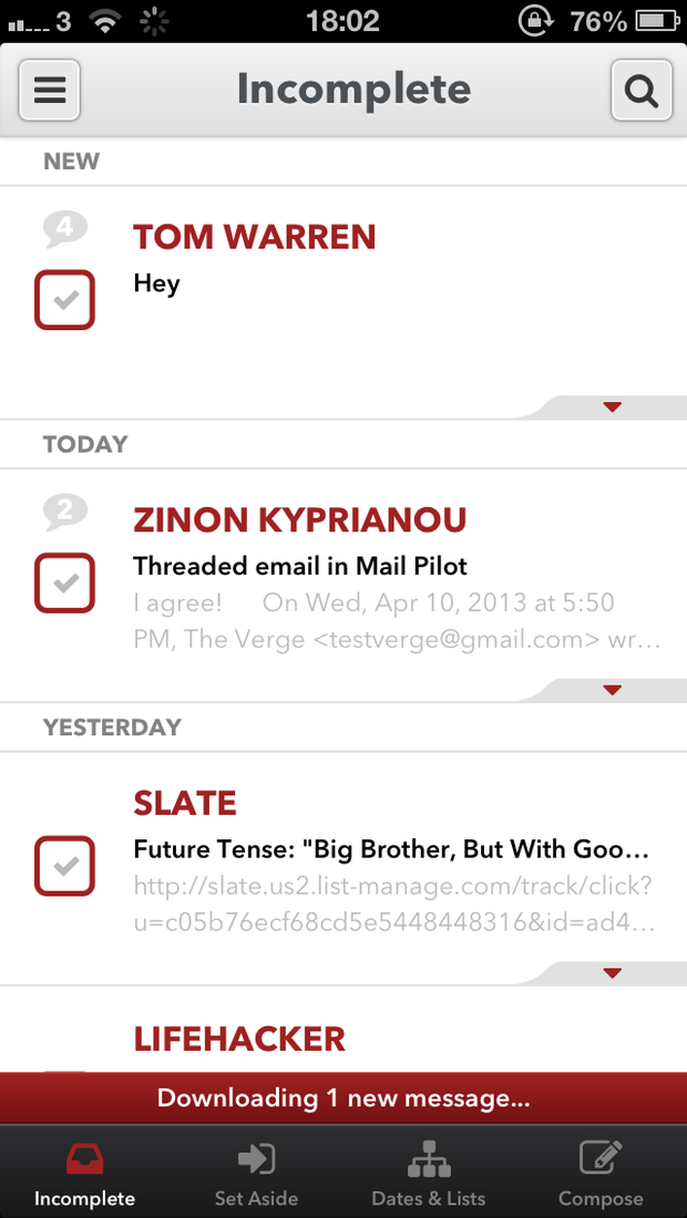 Mail Pilot for iOS screenshots