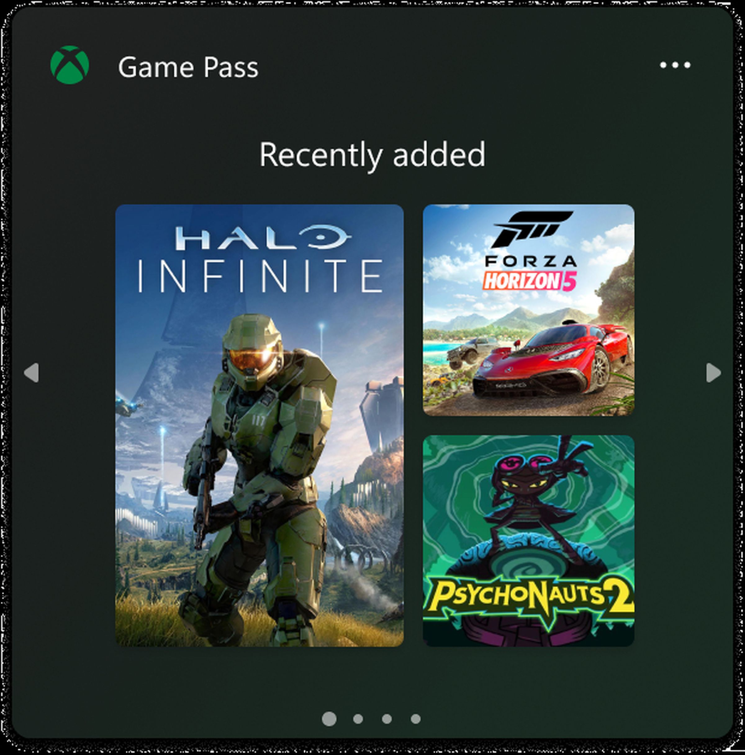 The new PC Game Pass widget.