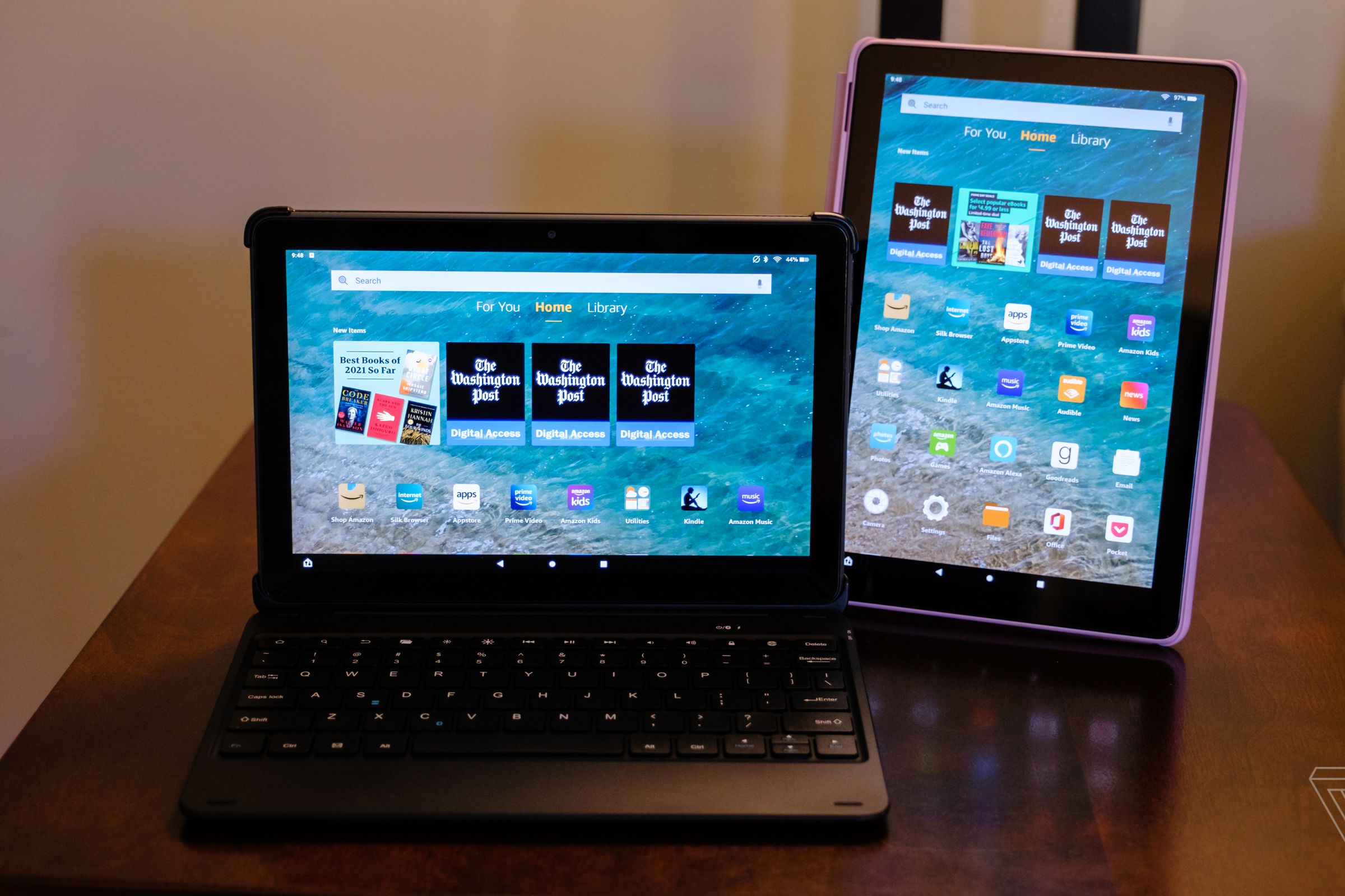 A Photo featuring two Amazon Fire HD 8 tablets