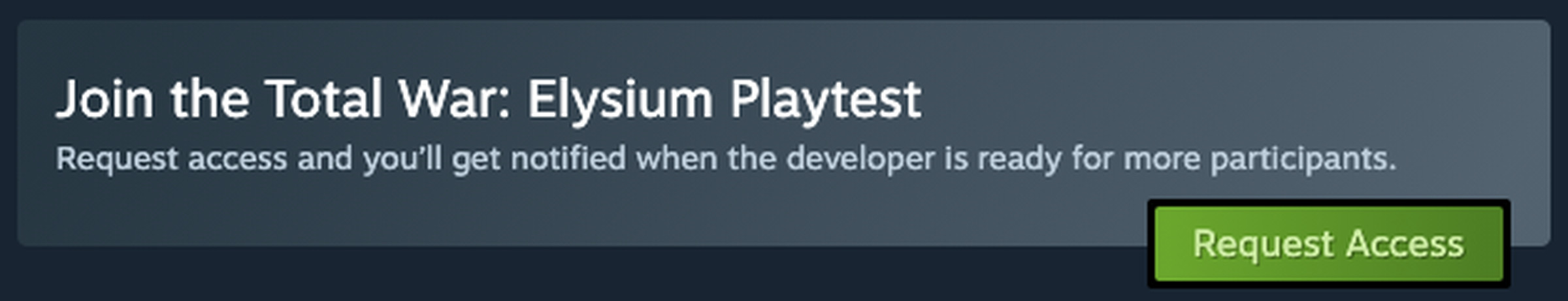 The button to request access to a Playtest.