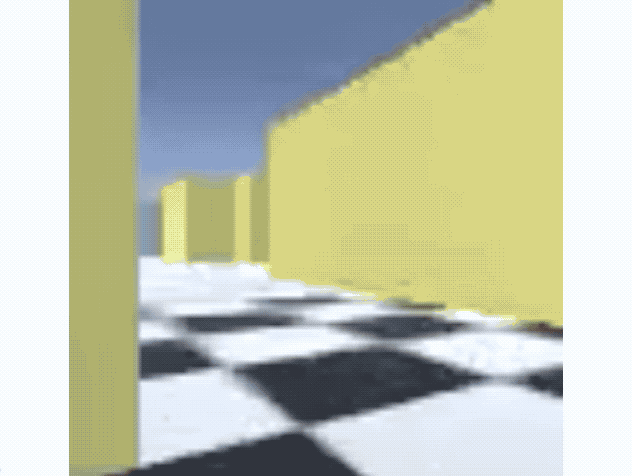 This GIF shows an AI agent exploring a maze and getting distracted by random flashing images. 