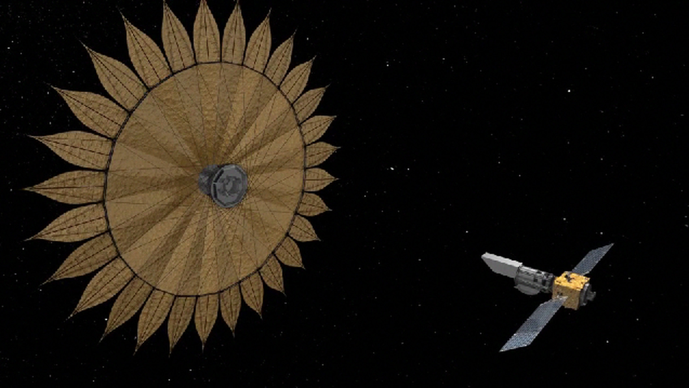 A rendering of what a starshade would look like