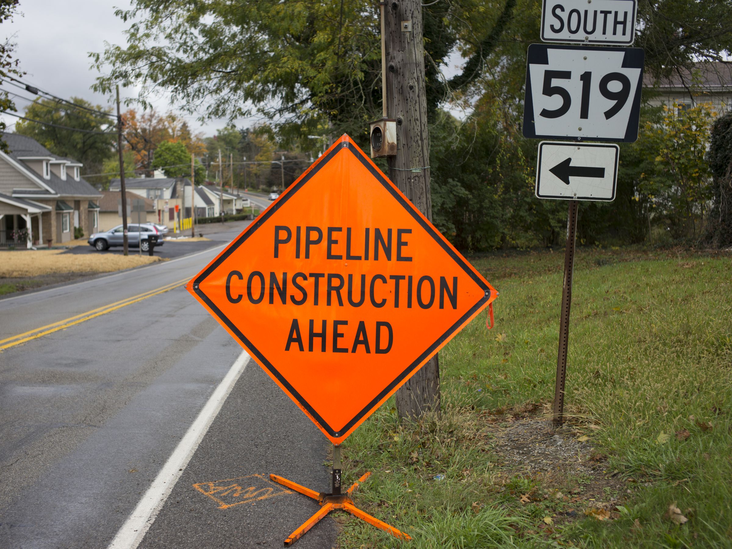 Pipeline Construction Road Sign In Hickory, Pennsylvania