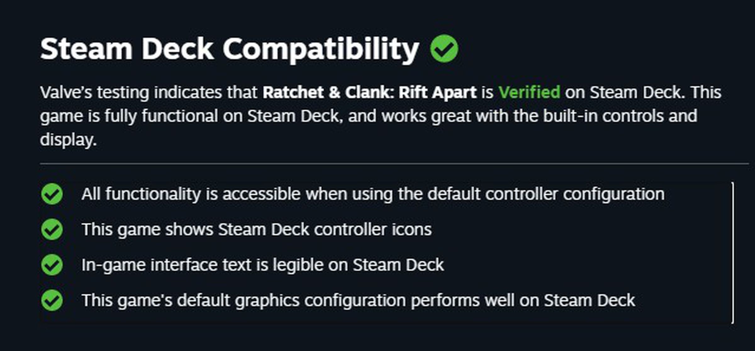 This game’s default graphics configuration performs well on Steam Deck