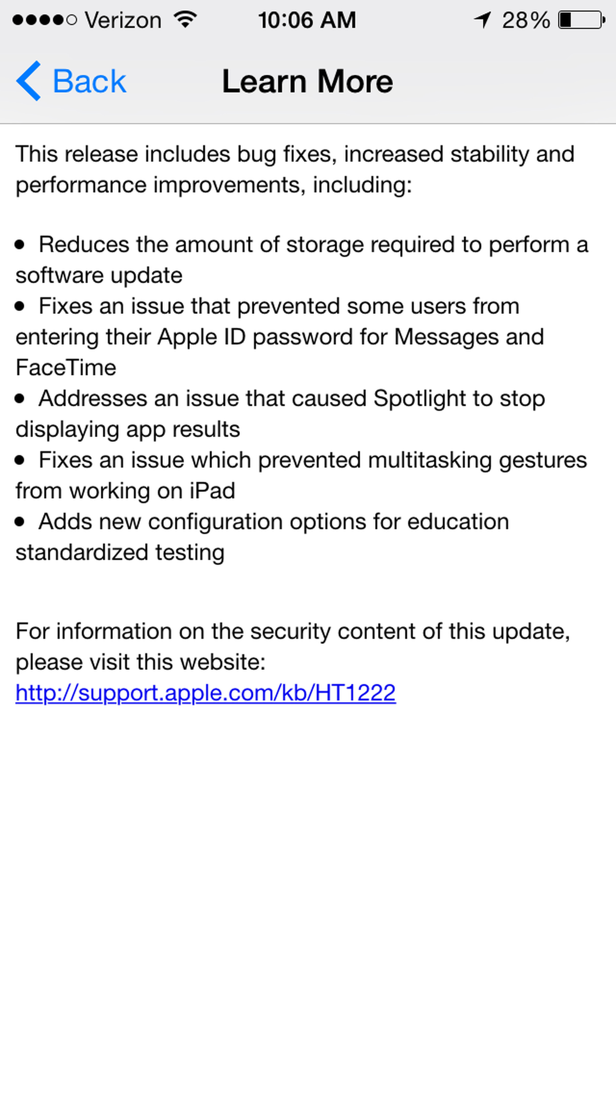 iOS 8.1.3 update notes