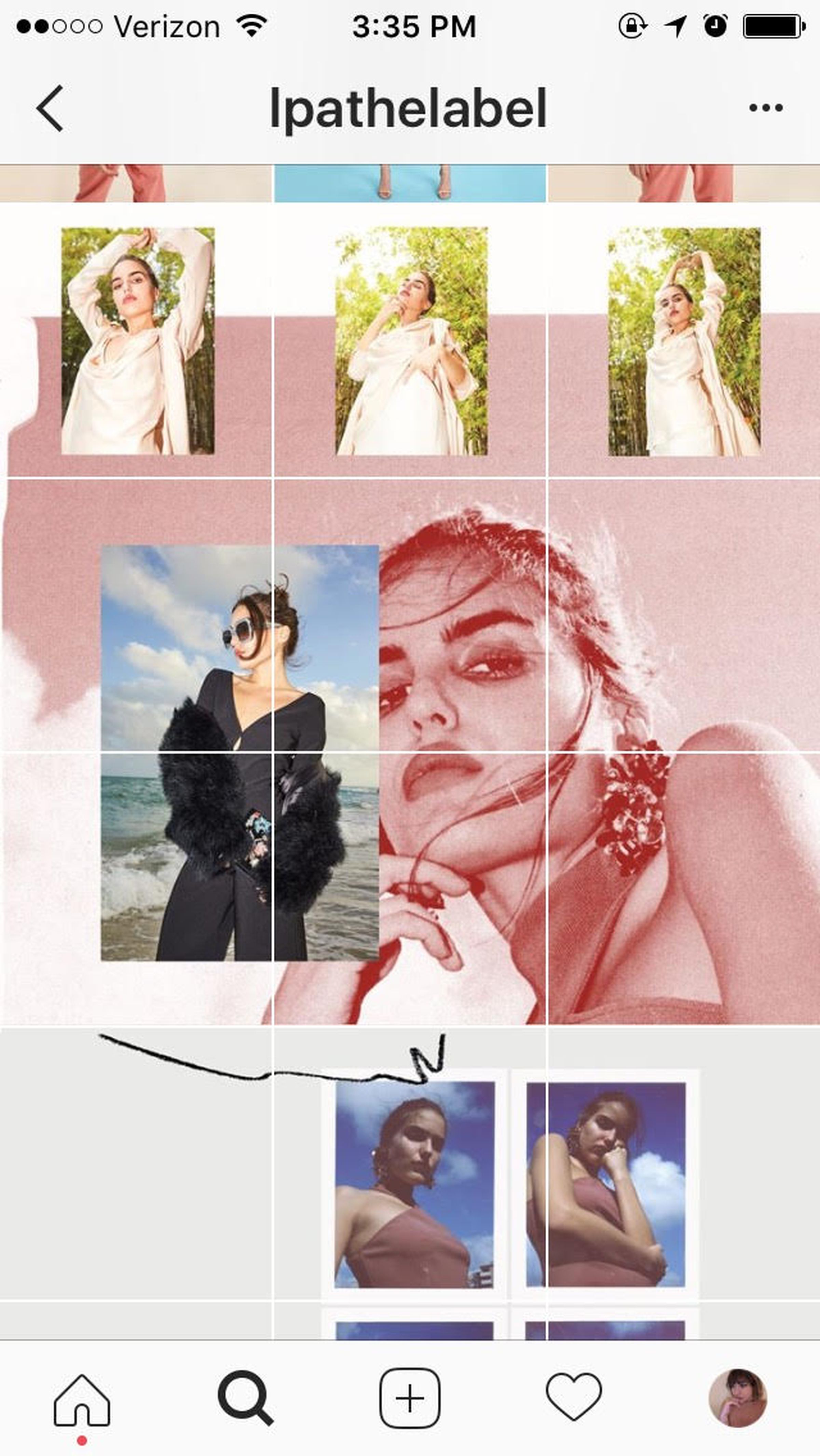 Fashion studio LPA’s collaged profile page.