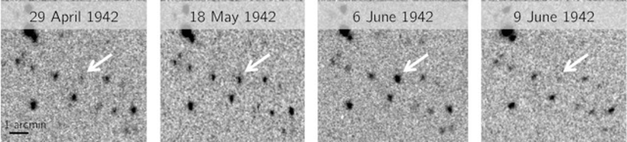 These images from 1942 show the star system going through a dwarf nova eruption