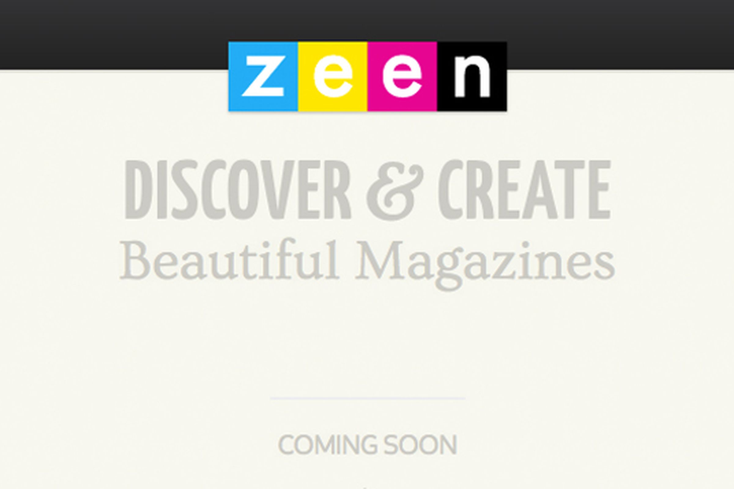 Zeen logo and splash page