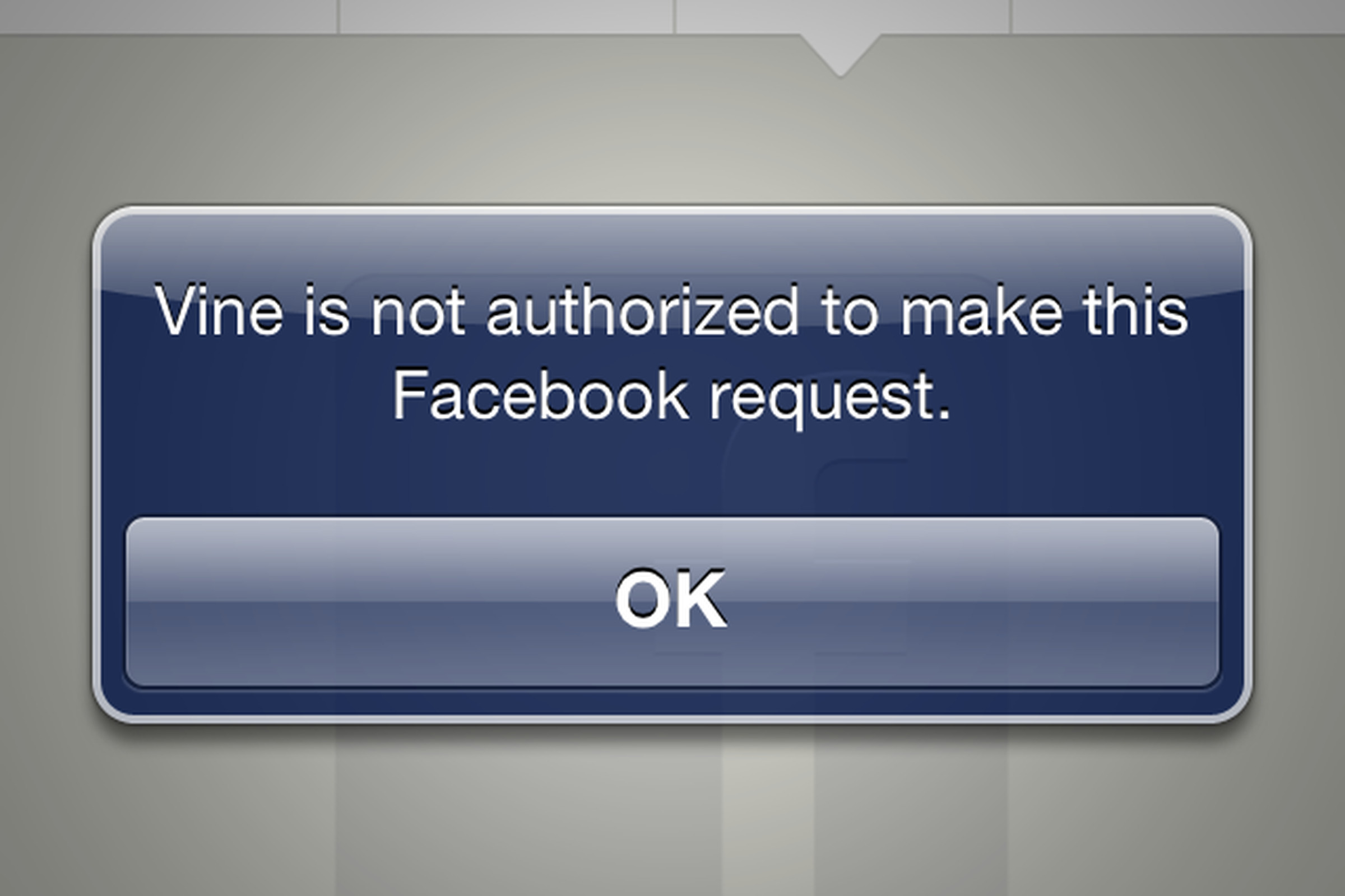 vine facebook error