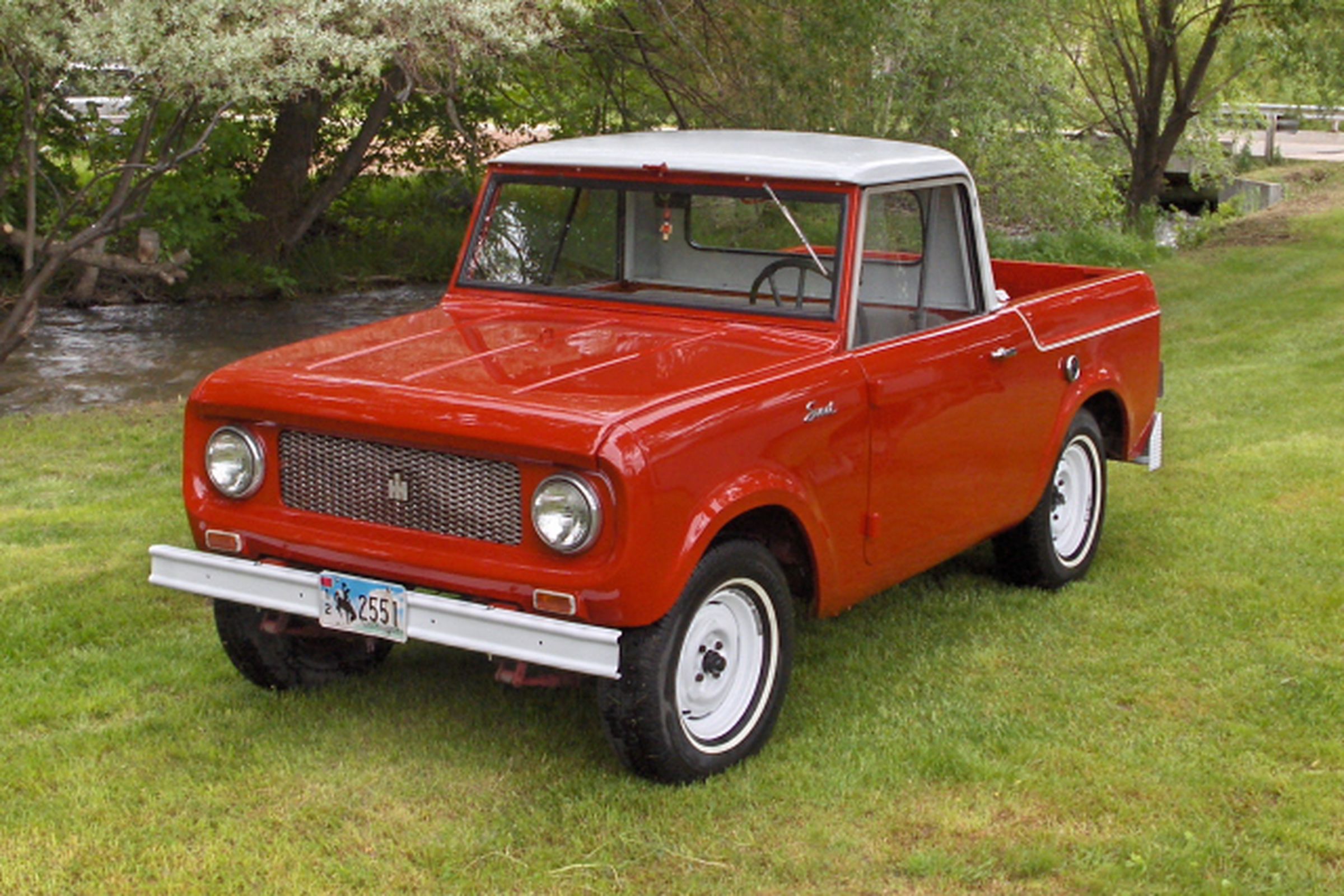 The first model, a 1961 Scout 80, in pickup style with removable hardtop.