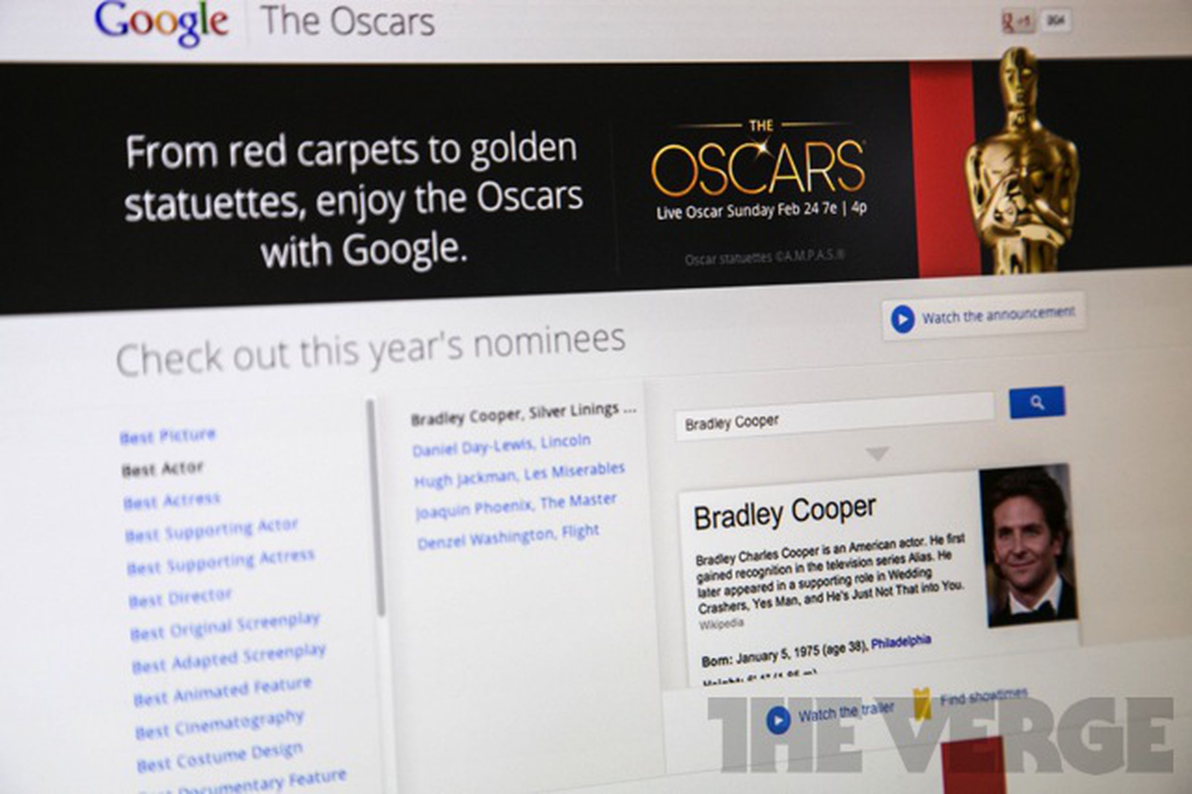 Google Oscars portal
