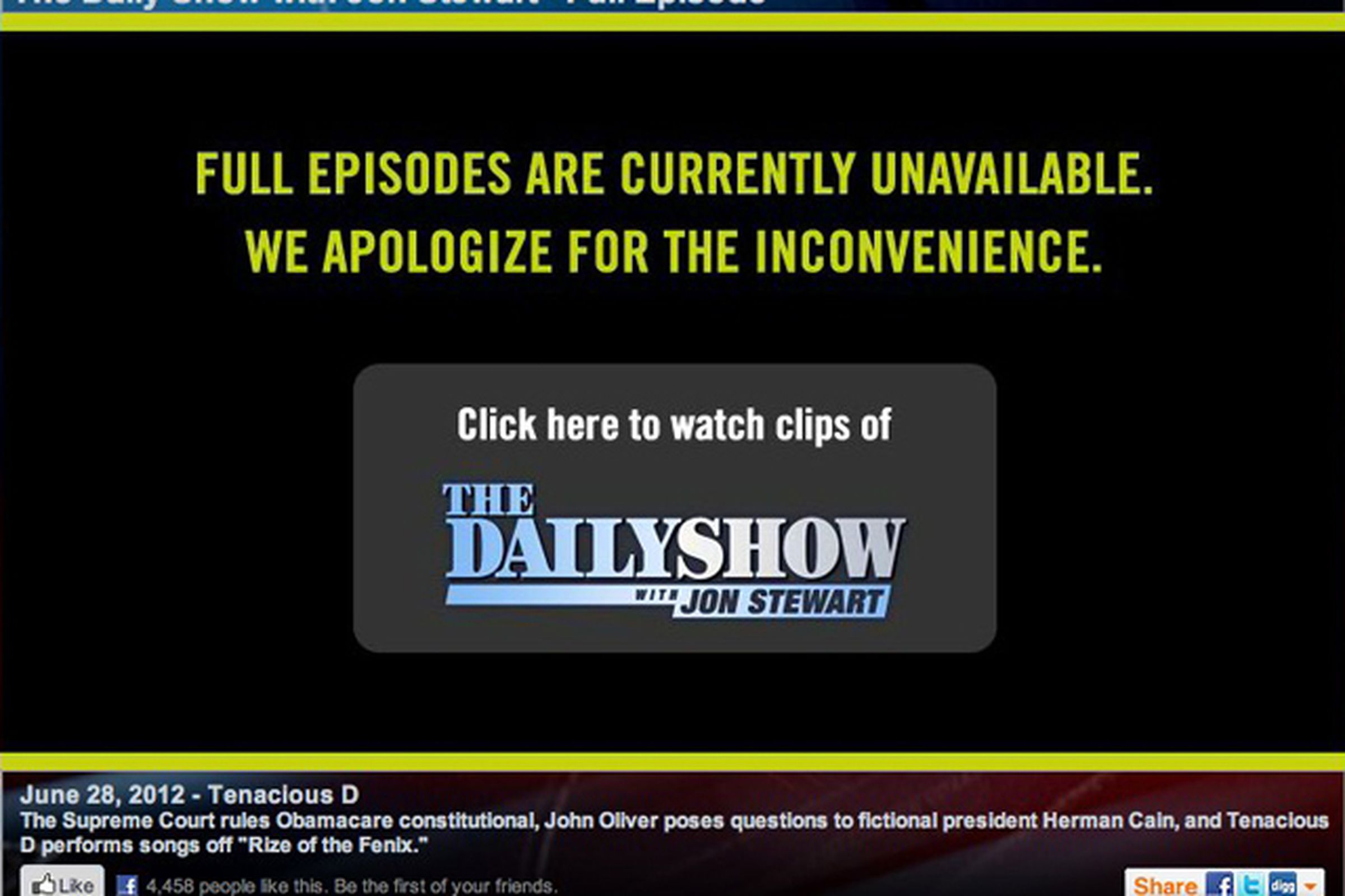 Daily Show blocked online