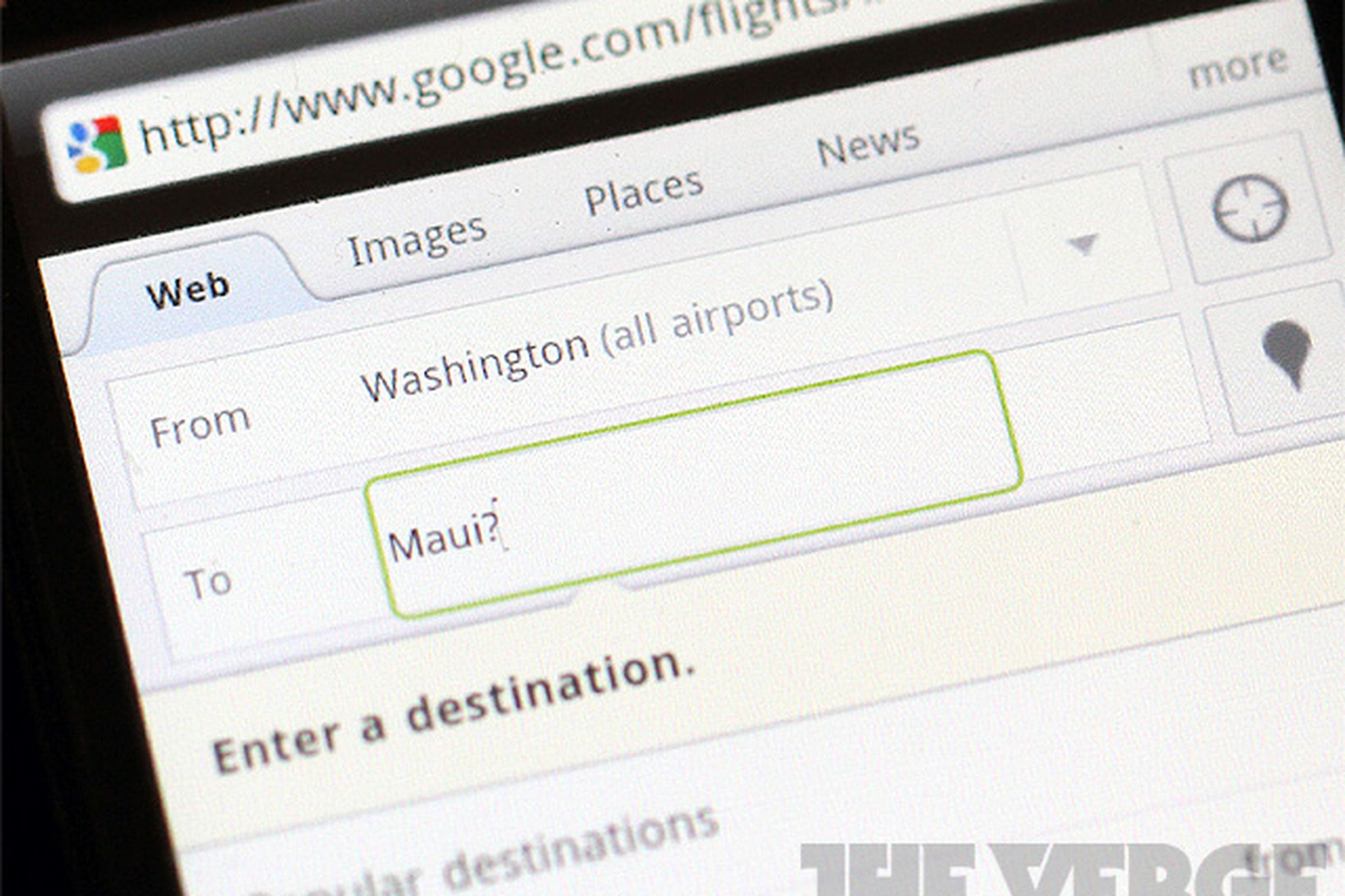 Google Flight search for mobile