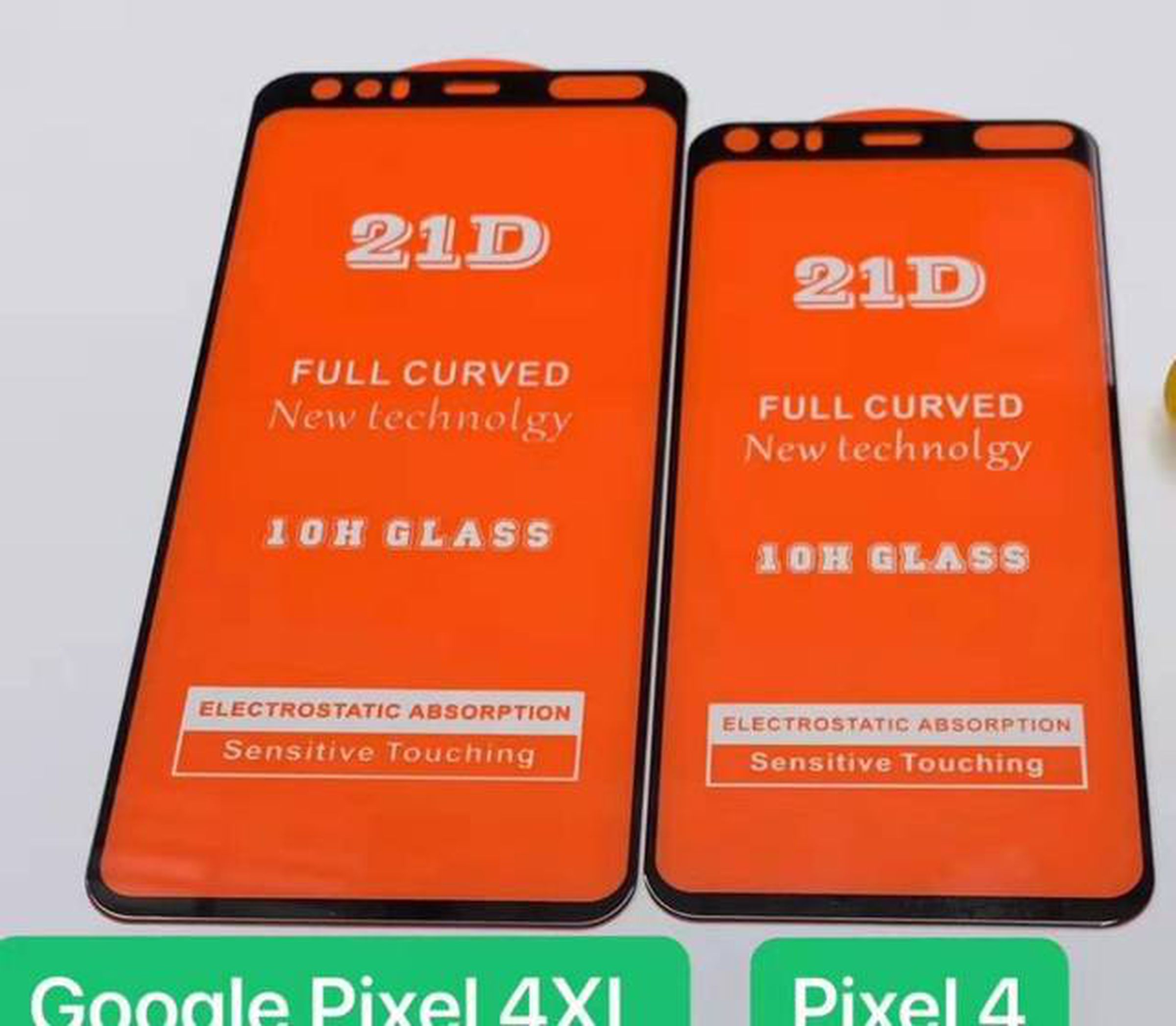 A leaked image of the front glass on the Pixel 4