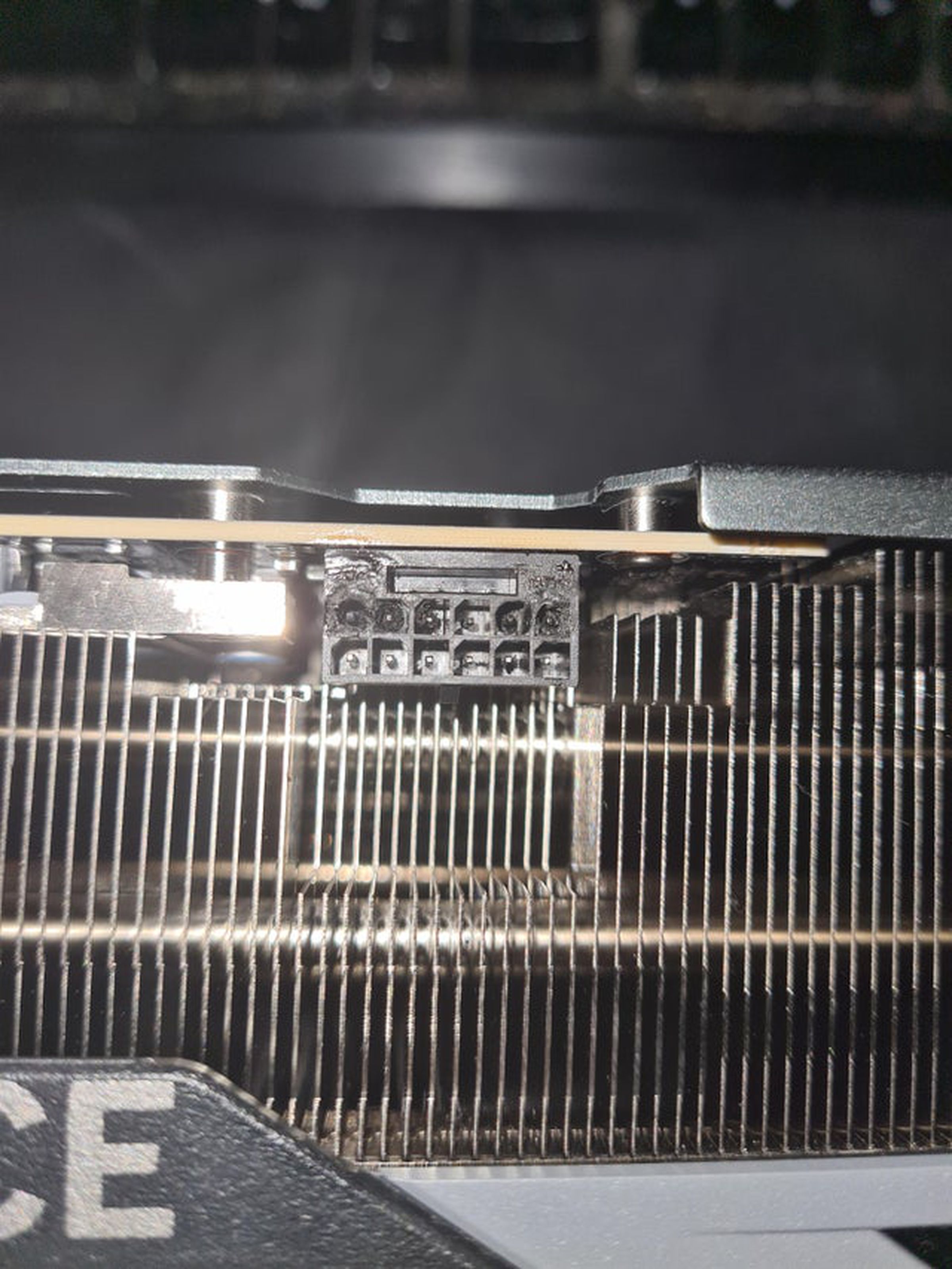 Burn damage to the power connector on the RTX 4090.