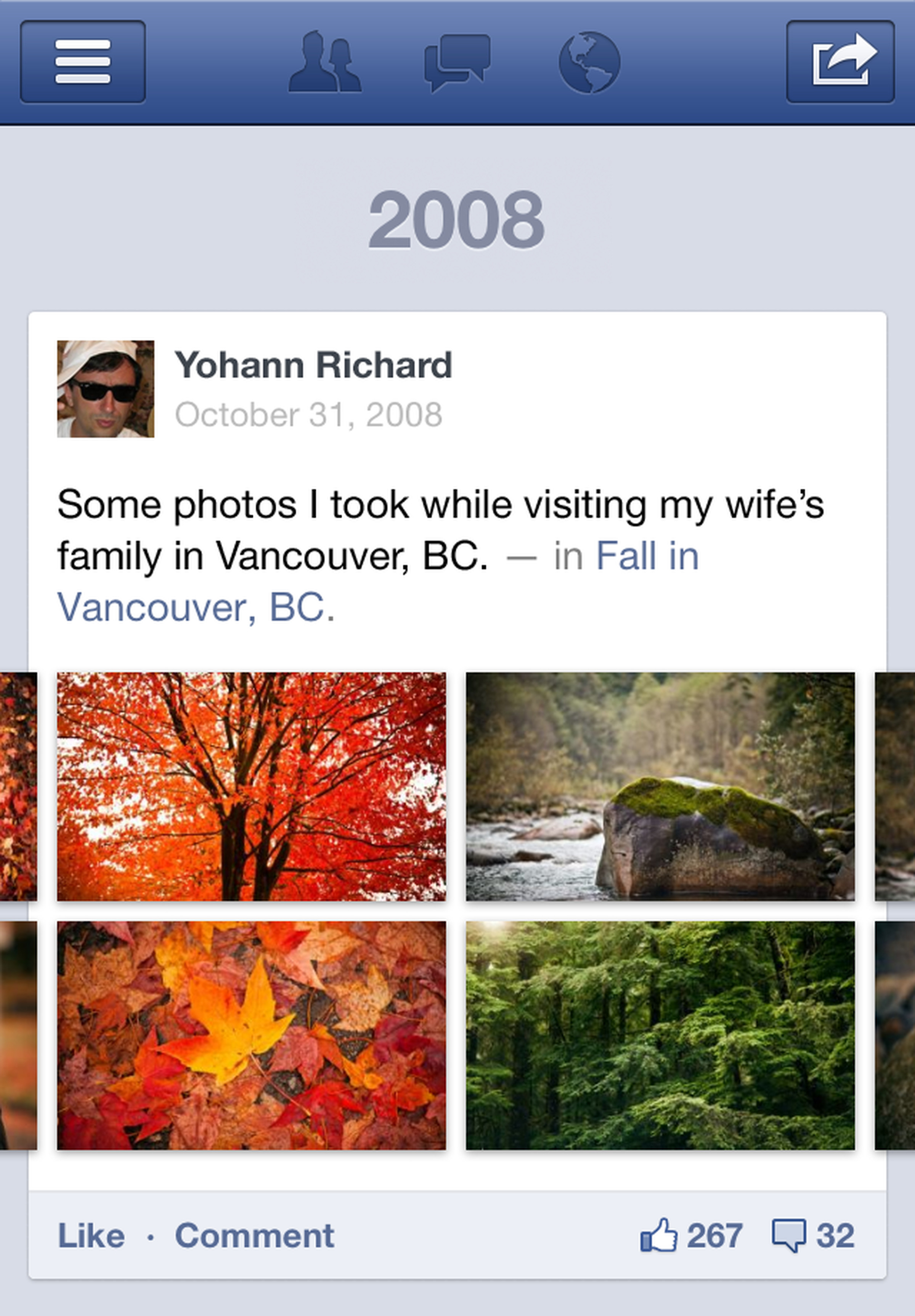 Facebook Timeline on Android gallery