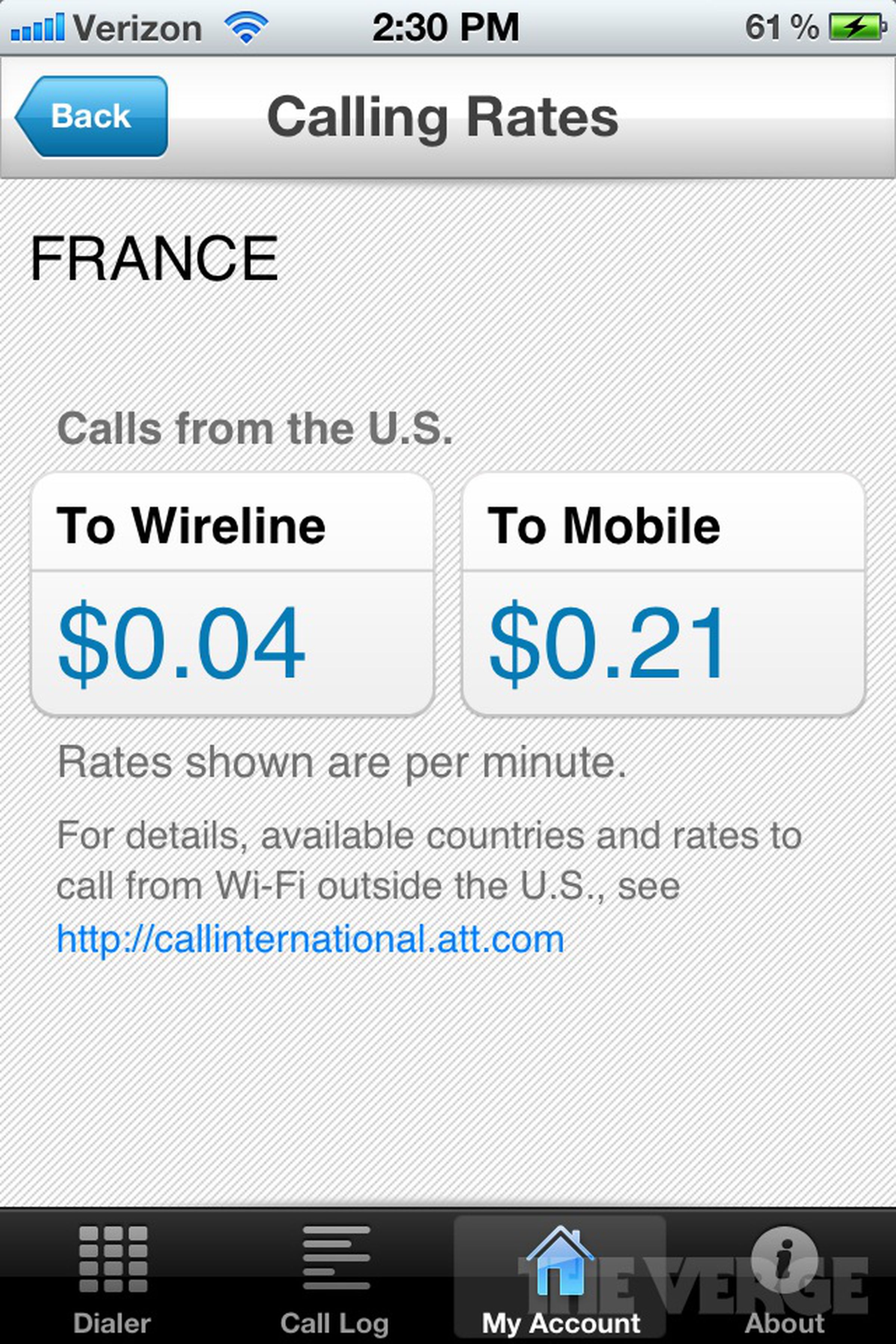 AT&T Call International for iPhone screenshots