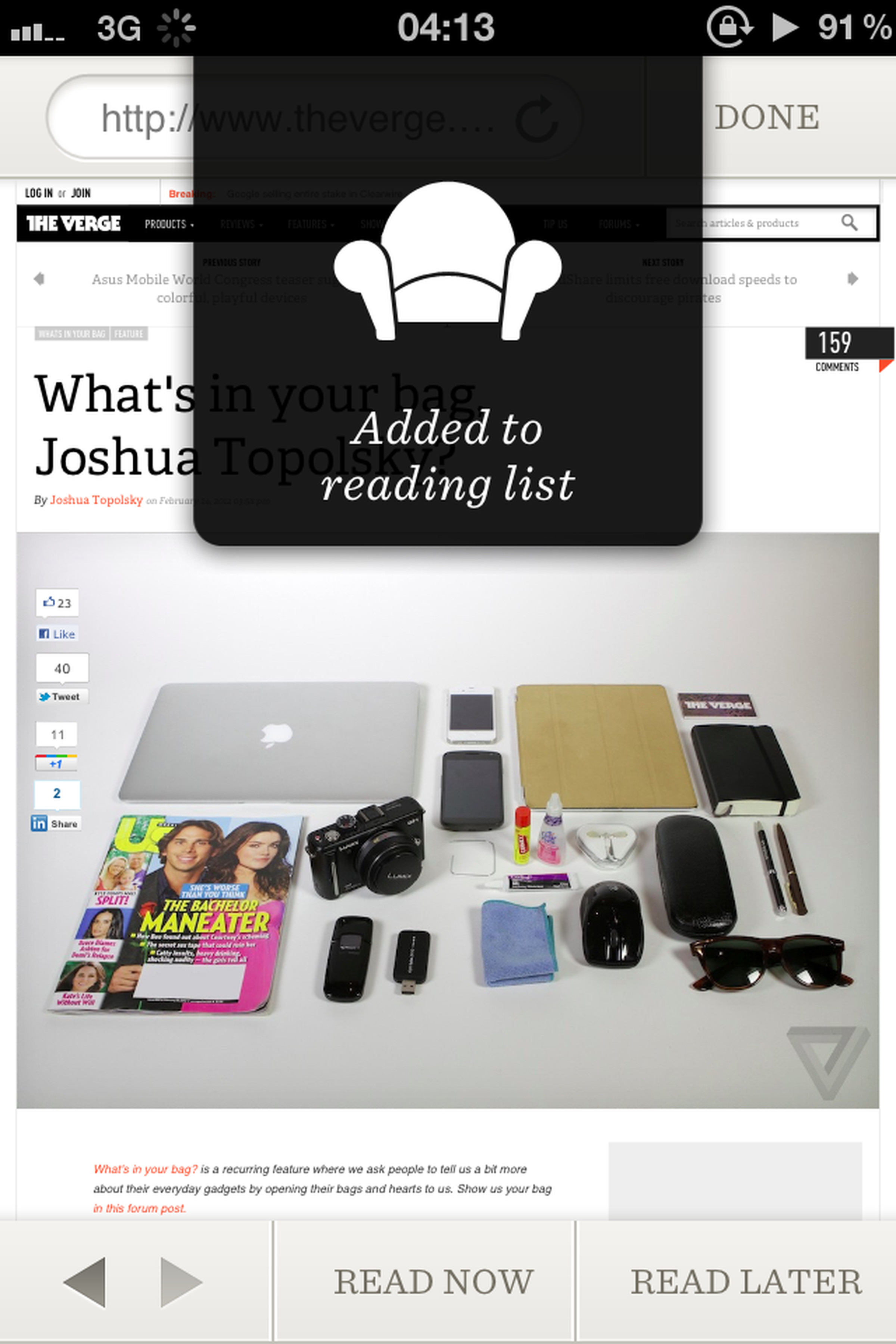 Readability for iOS hands-on images