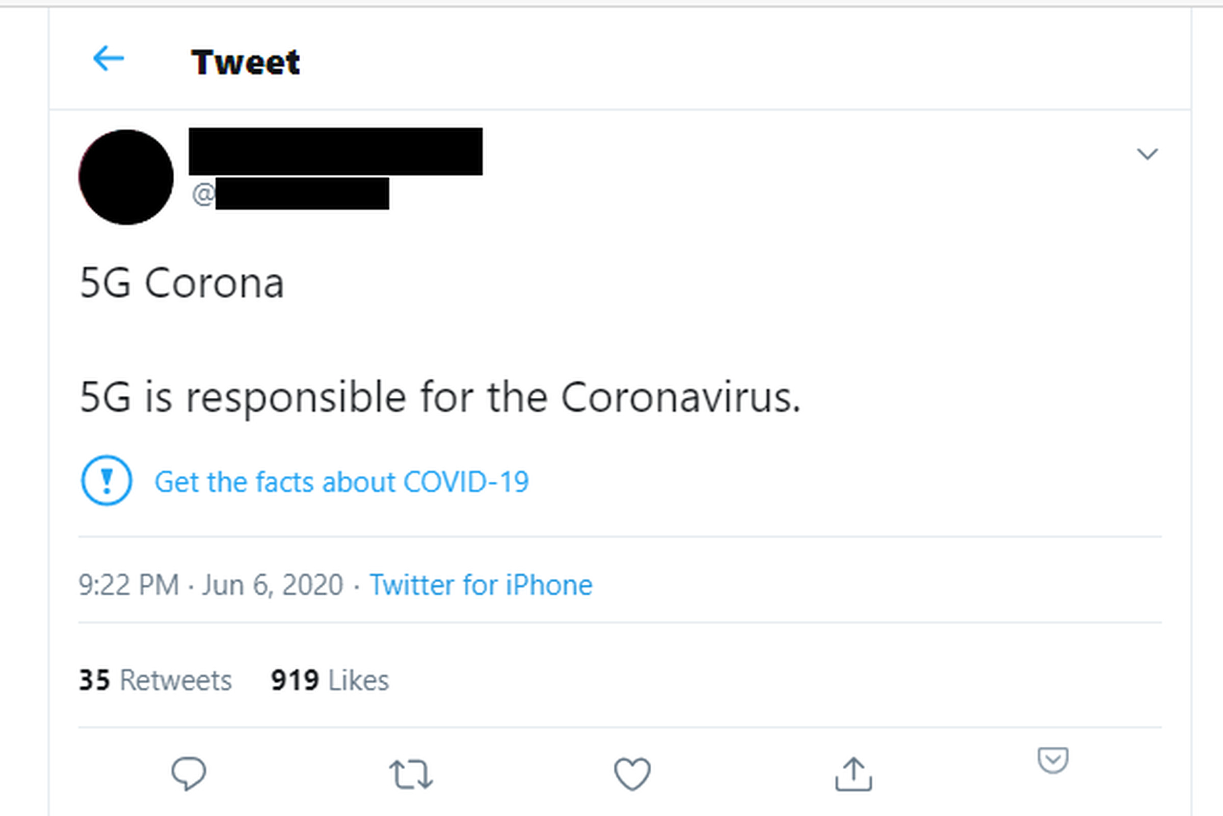 The labels attempt to fact-check 5G coronavirus conspiracy theories.