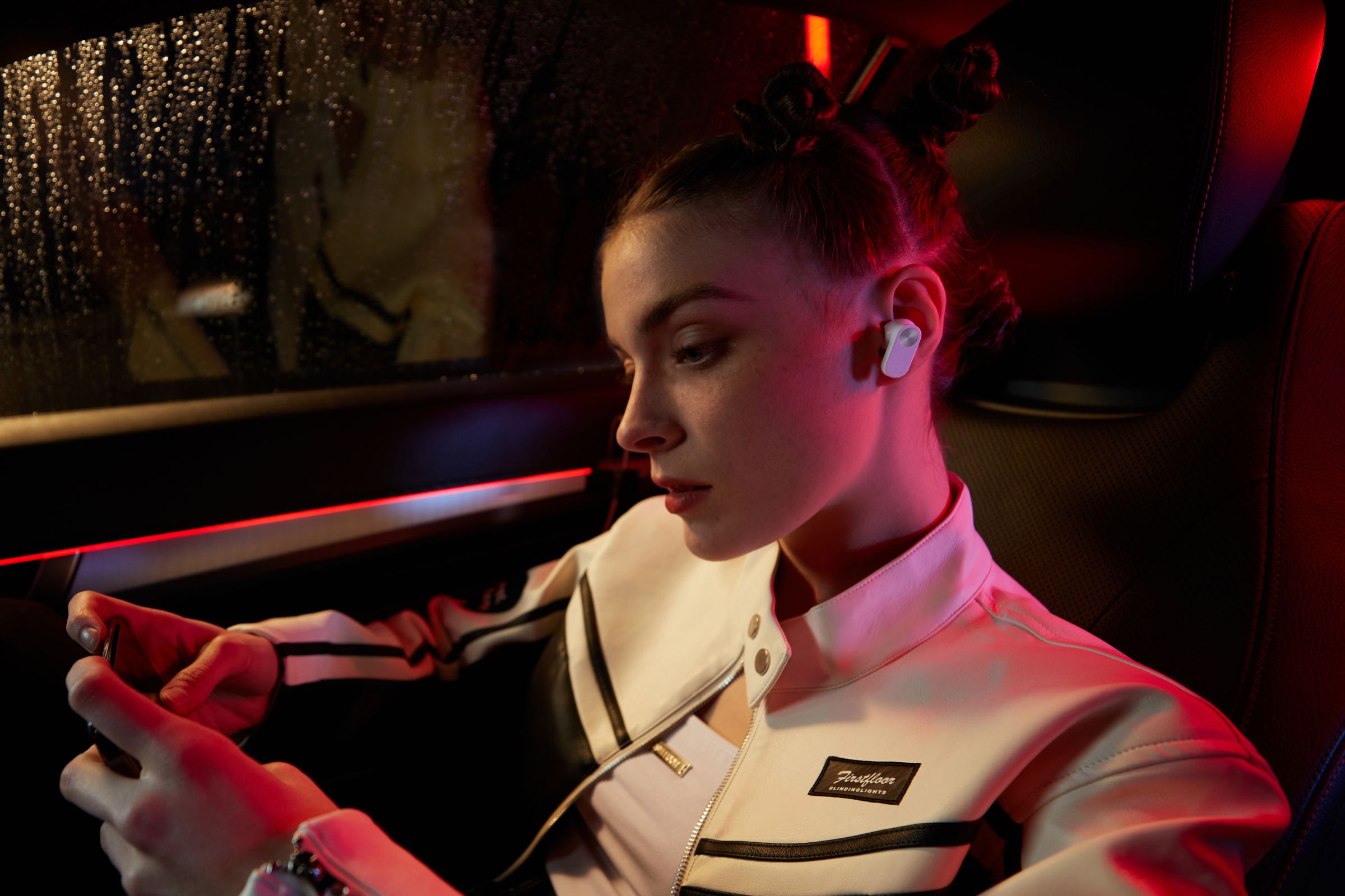 Model wearing the OnePlus Nord Buds 2.