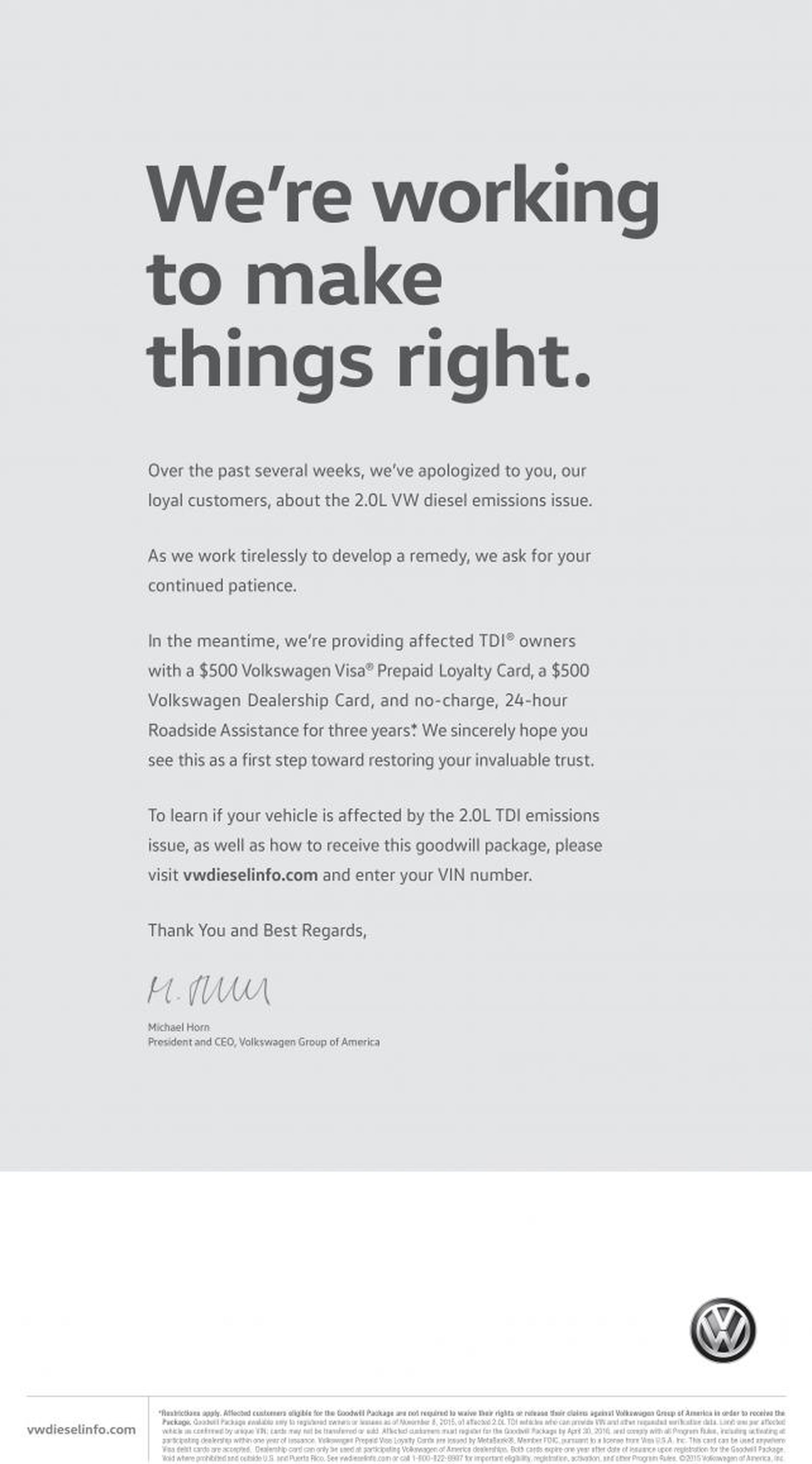 VW newspaper ad
