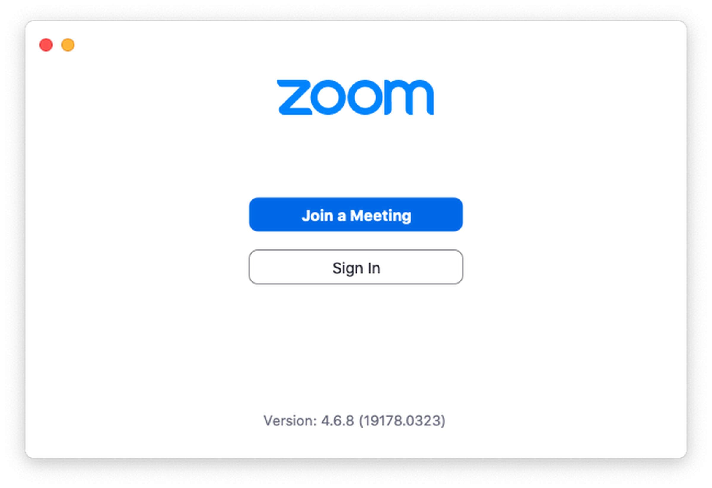 After you’ve installed the Zoom app, you’ll see buttons to “Join a Meeting” or “Sign In.”&nbsp;