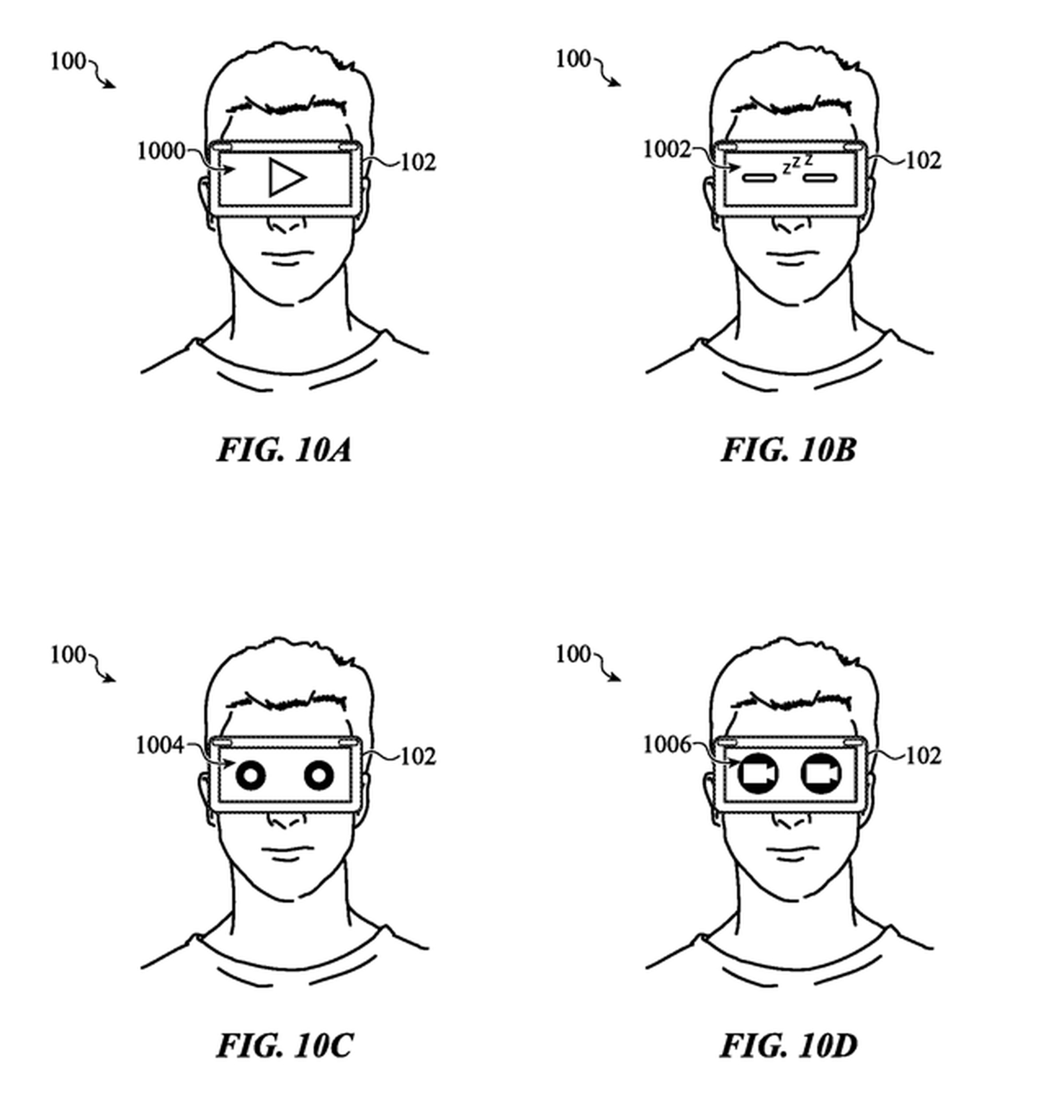 A screenshot of an Apple patent for things that could be shown on the external screen of a head-mounted device.