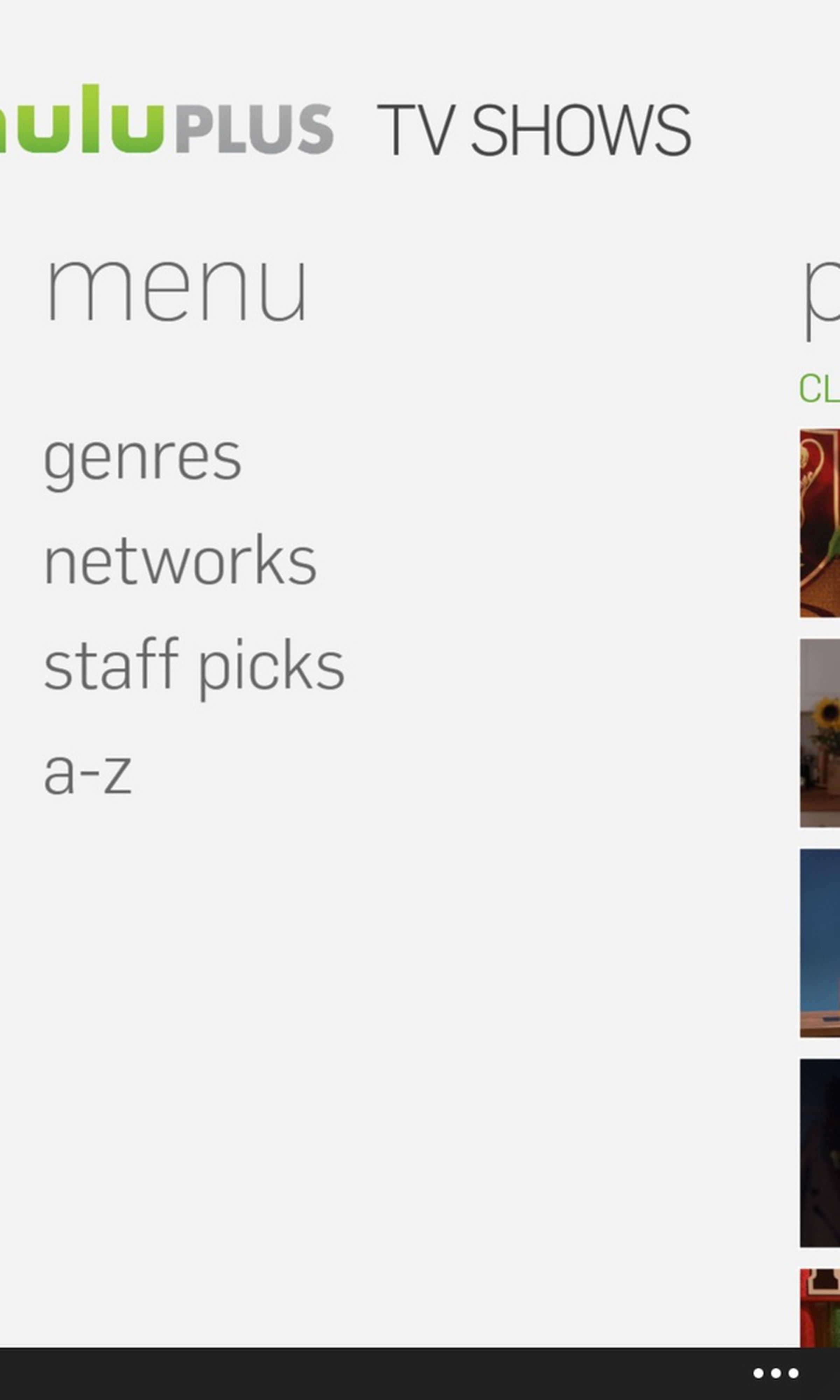 Hulu Plus for Windows Phone screenshots