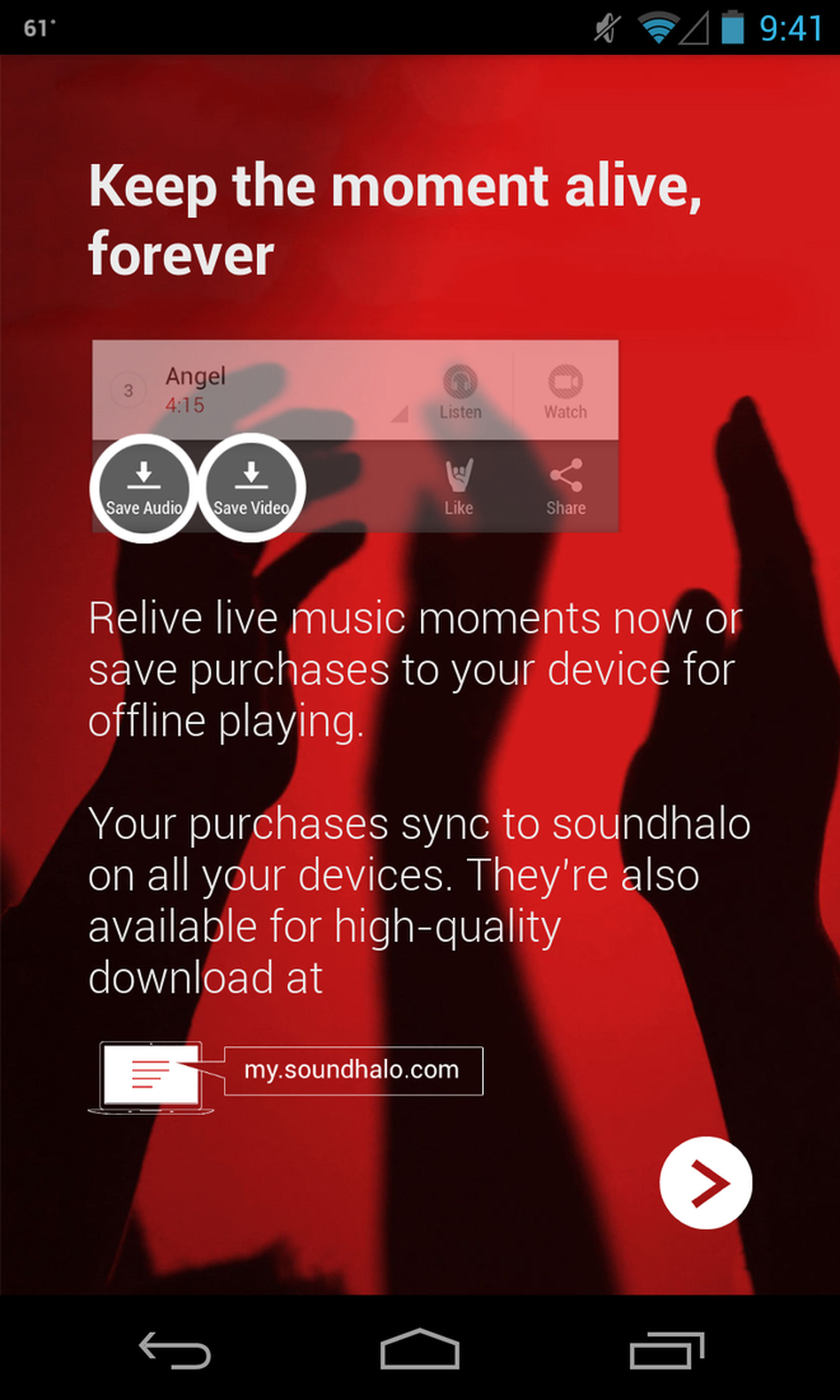 Soundhalo for Android screenshots