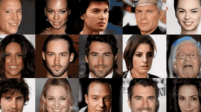 Swirling celebrity faces created by an AI program from NVIDIA. 