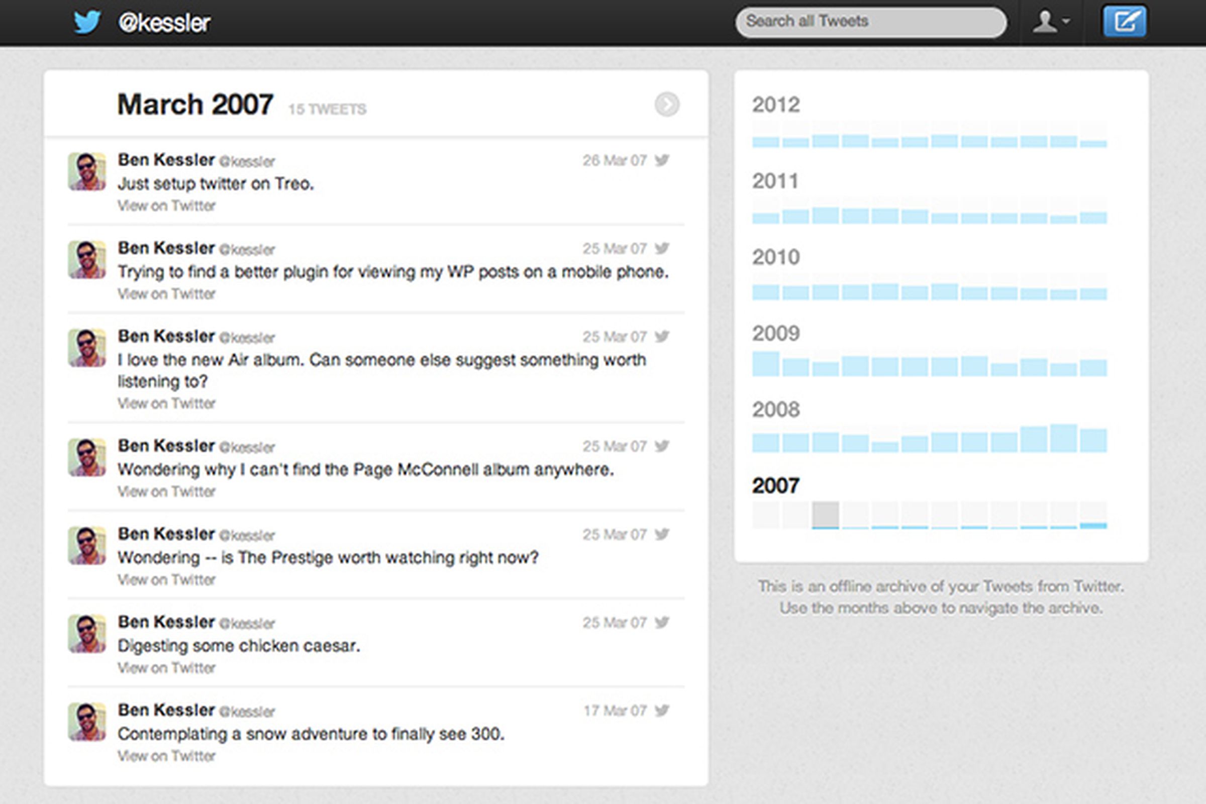 your twitter archive screenshot