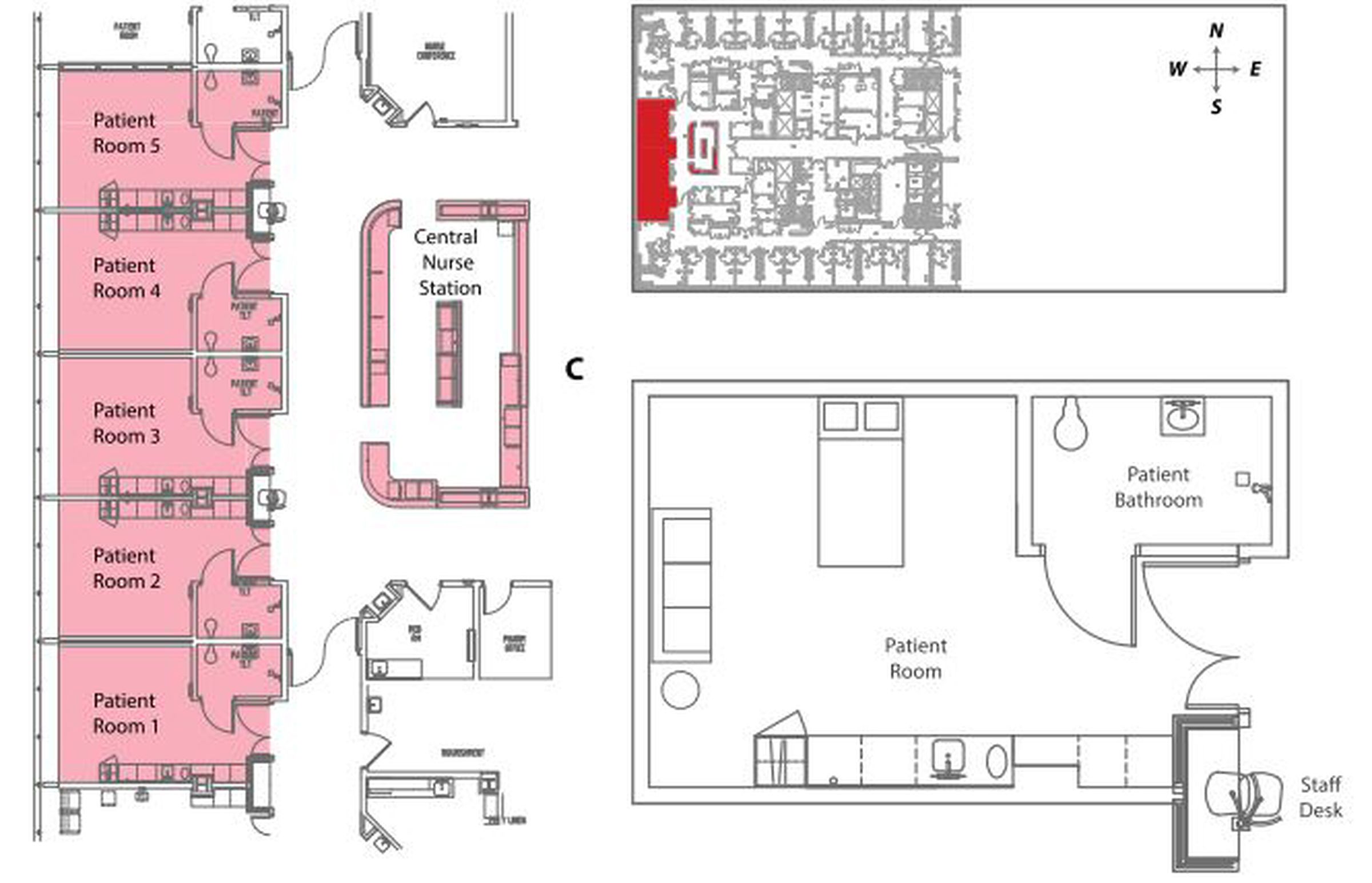 Floor-plan of the newly opened hospital analyzed in the study.