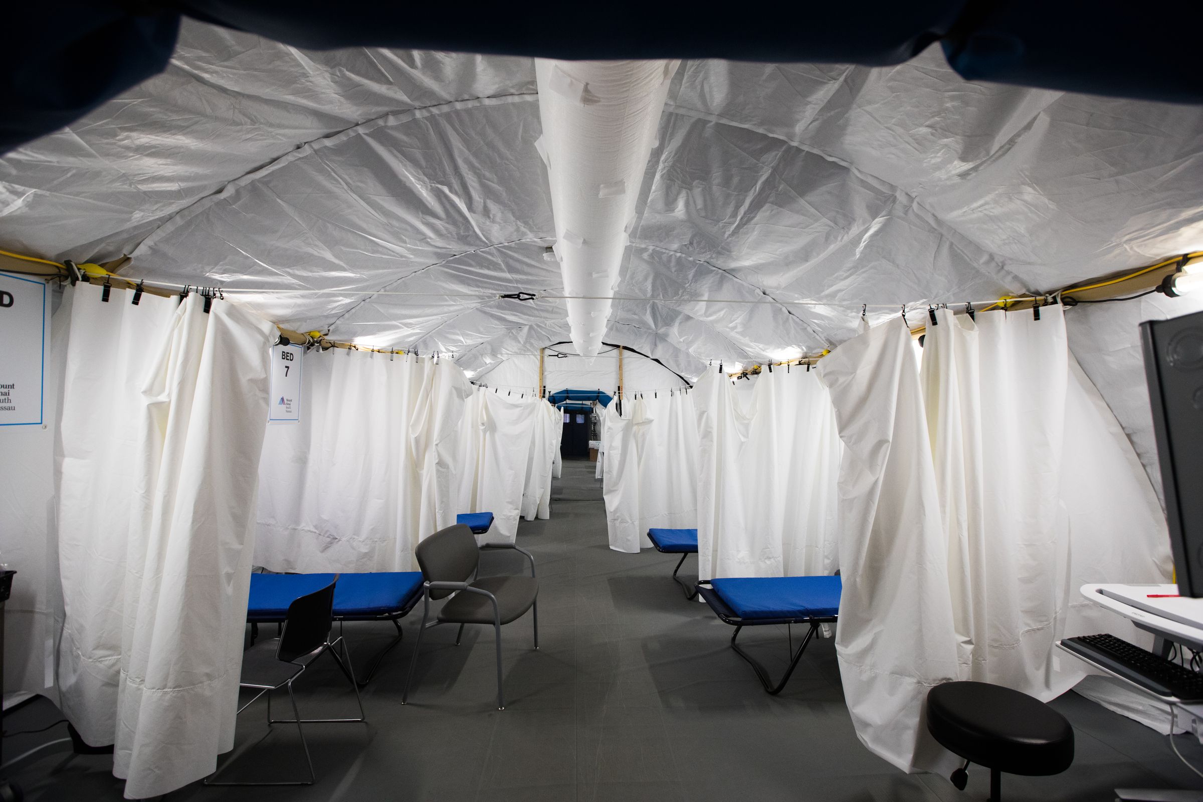 Triage tent set up in Long Island hospital during pandemic